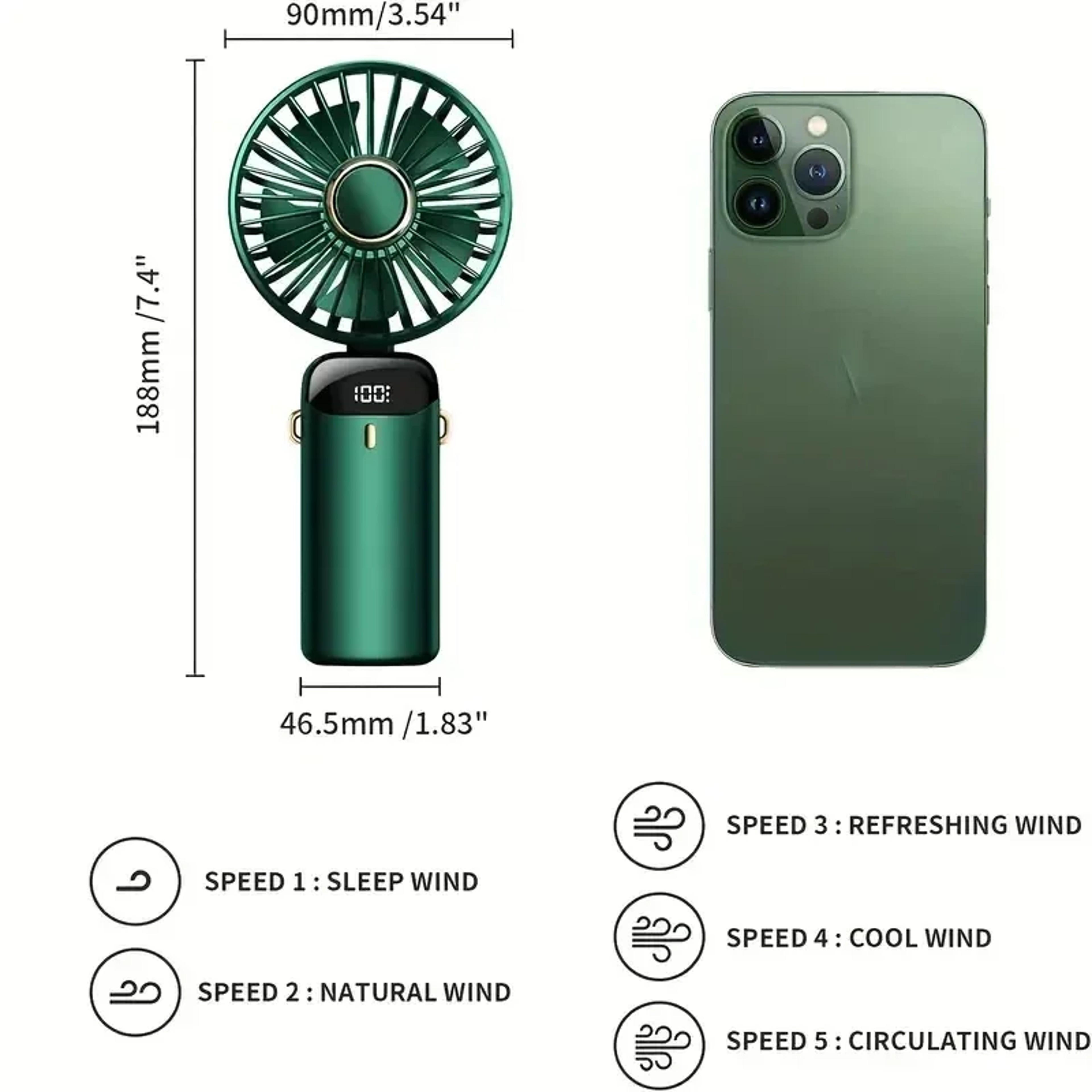 BreezeSense Portable Handheld Fan With LED Display  Aromatherapy 3