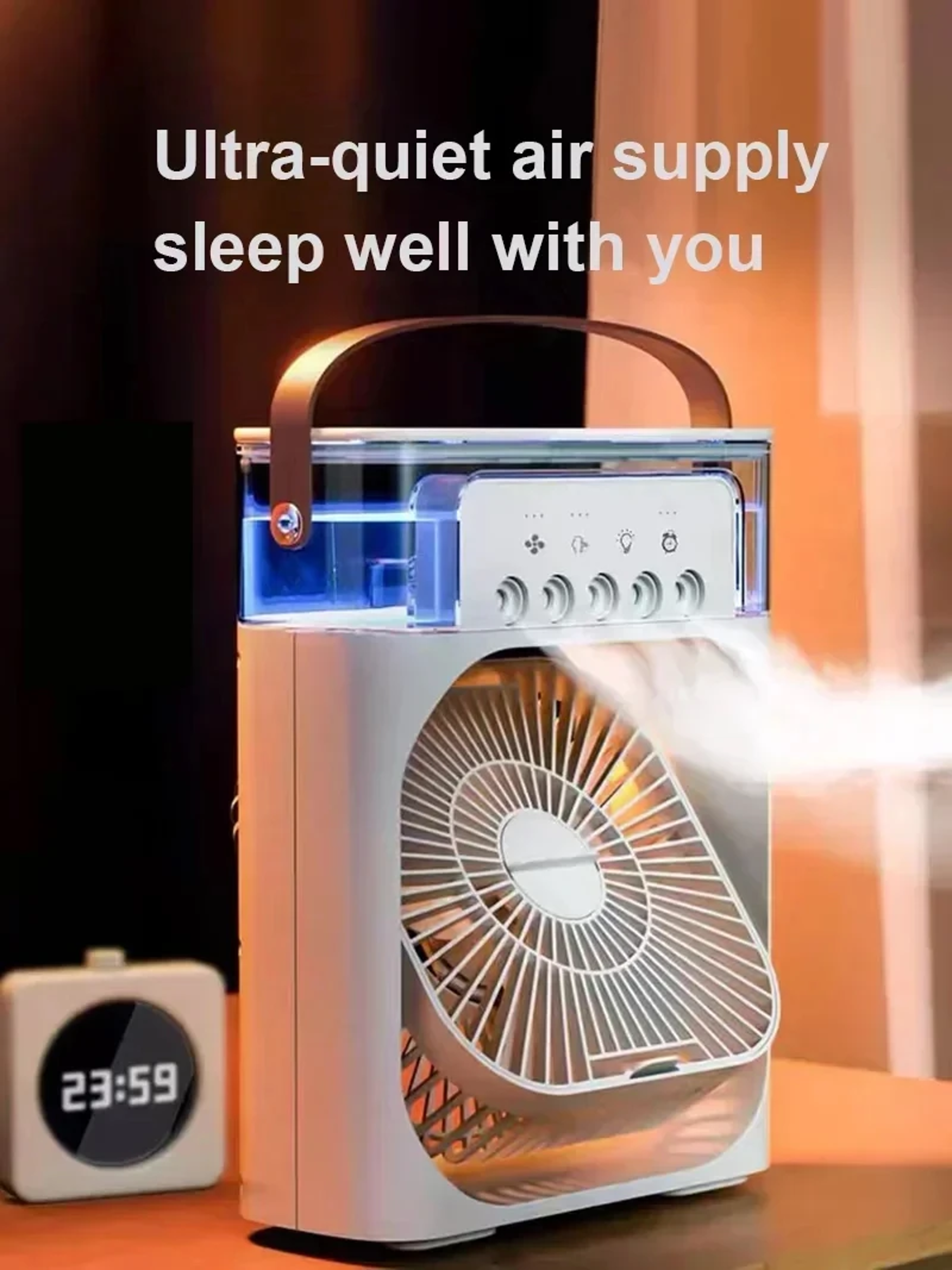 ArcticGlow Portable Air Cooler Humidifier  LED Night Light Fan 0