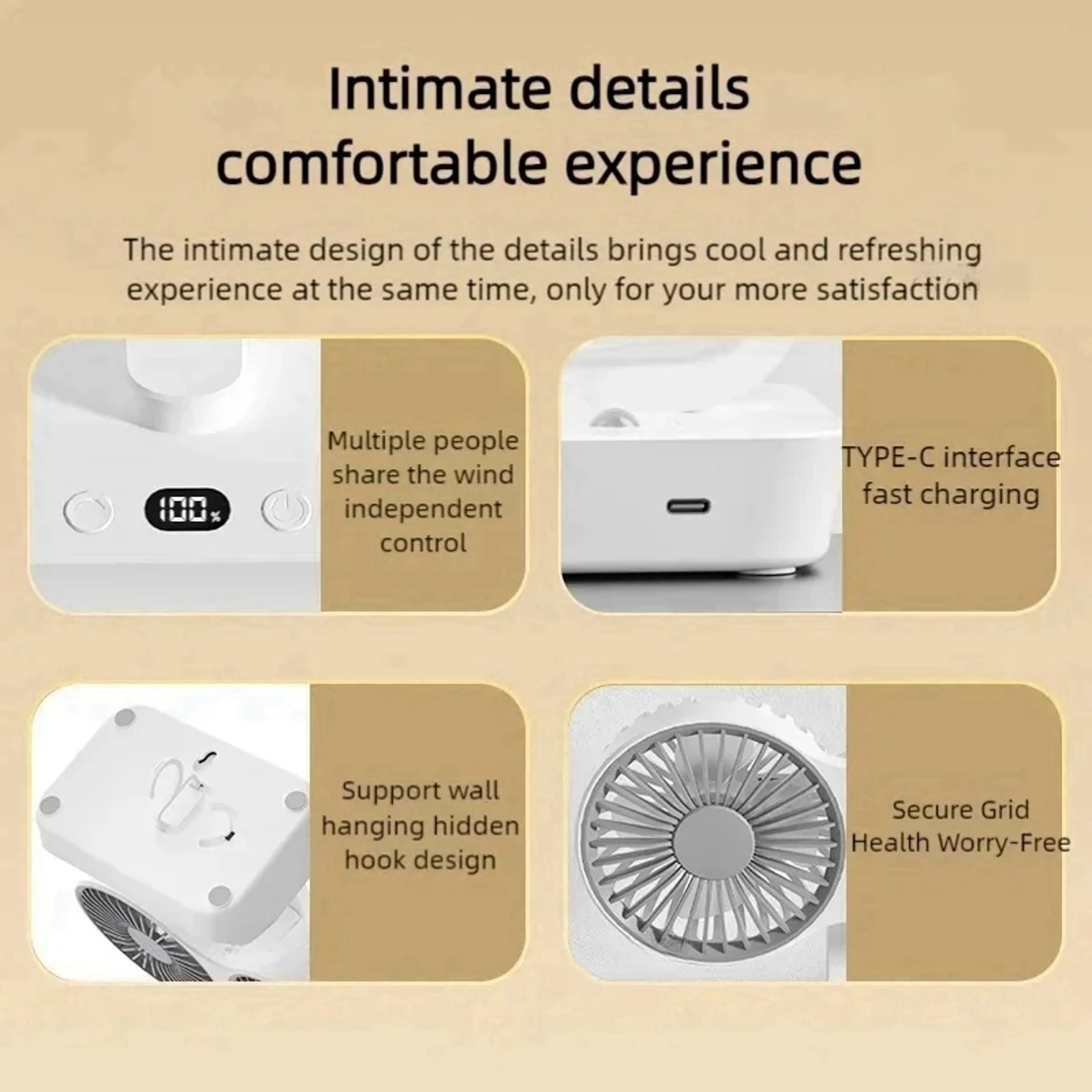 Double Head Desk Fan USB Rechargeable Fan Portable Desktop Fan Speed Cooling 5