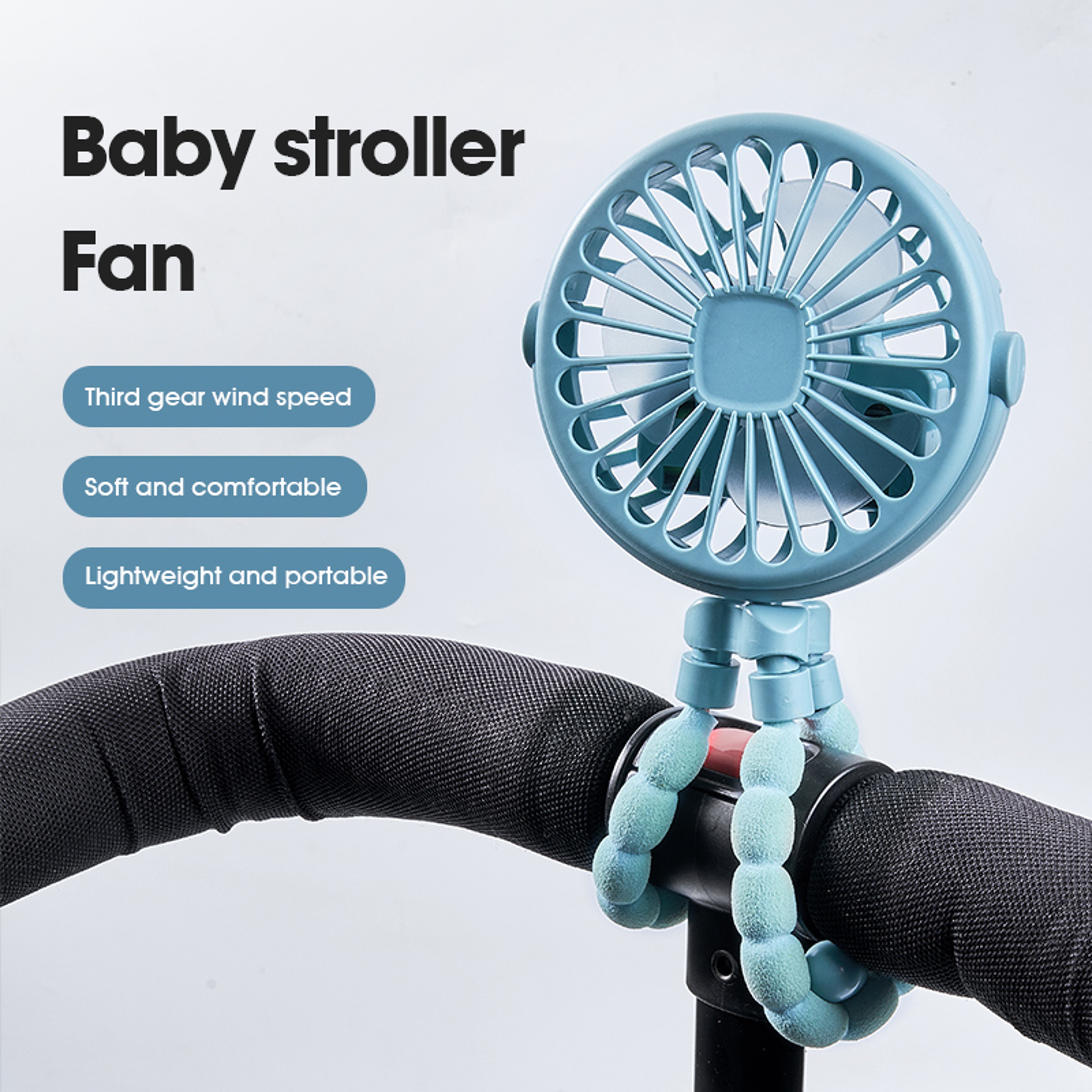 Portable USB Folding Mini Fan Rechargeable Stroller Desk Cooling Fan 5