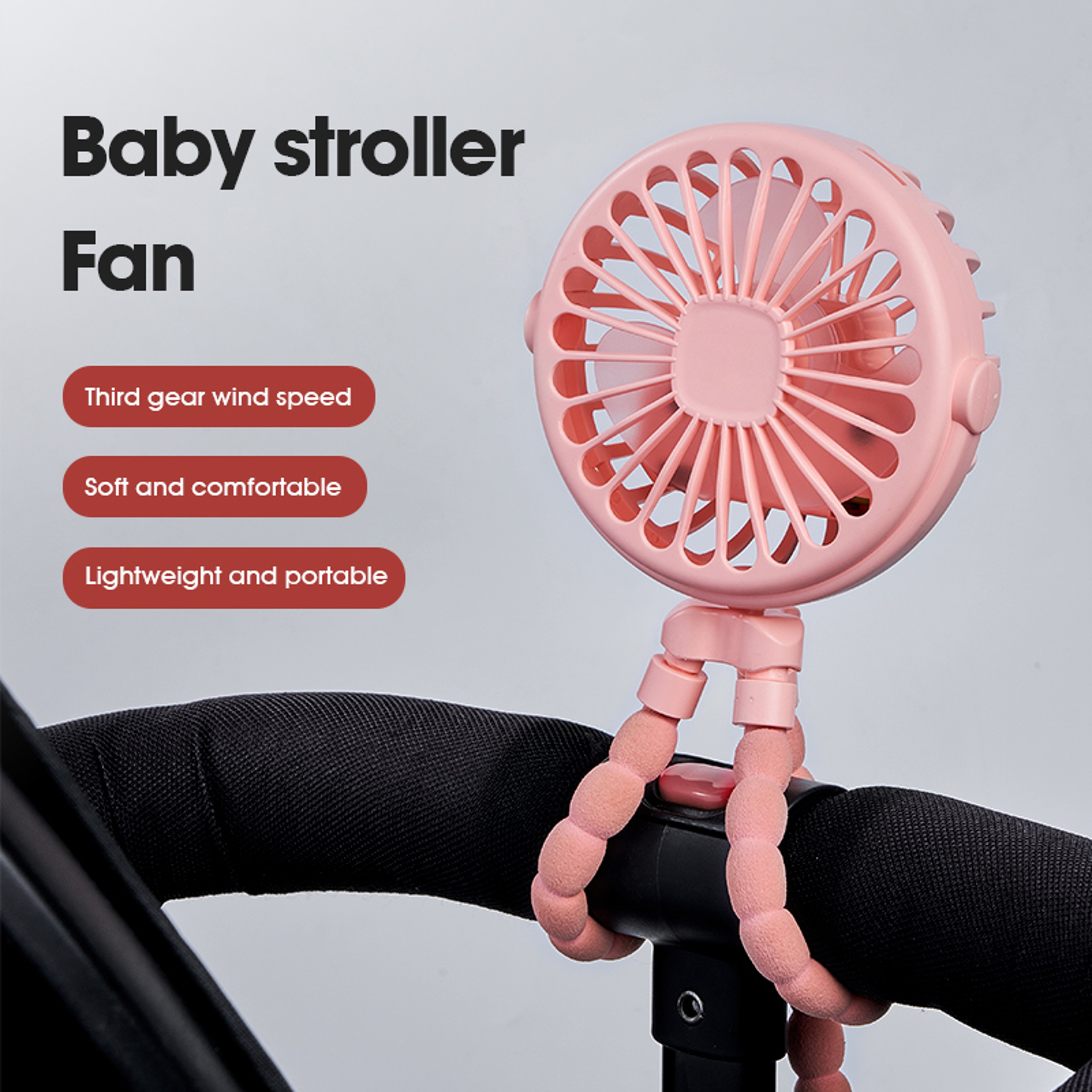 Portable USB Folding Mini Fan Rechargeable Stroller Desk Cooling Fan 3
