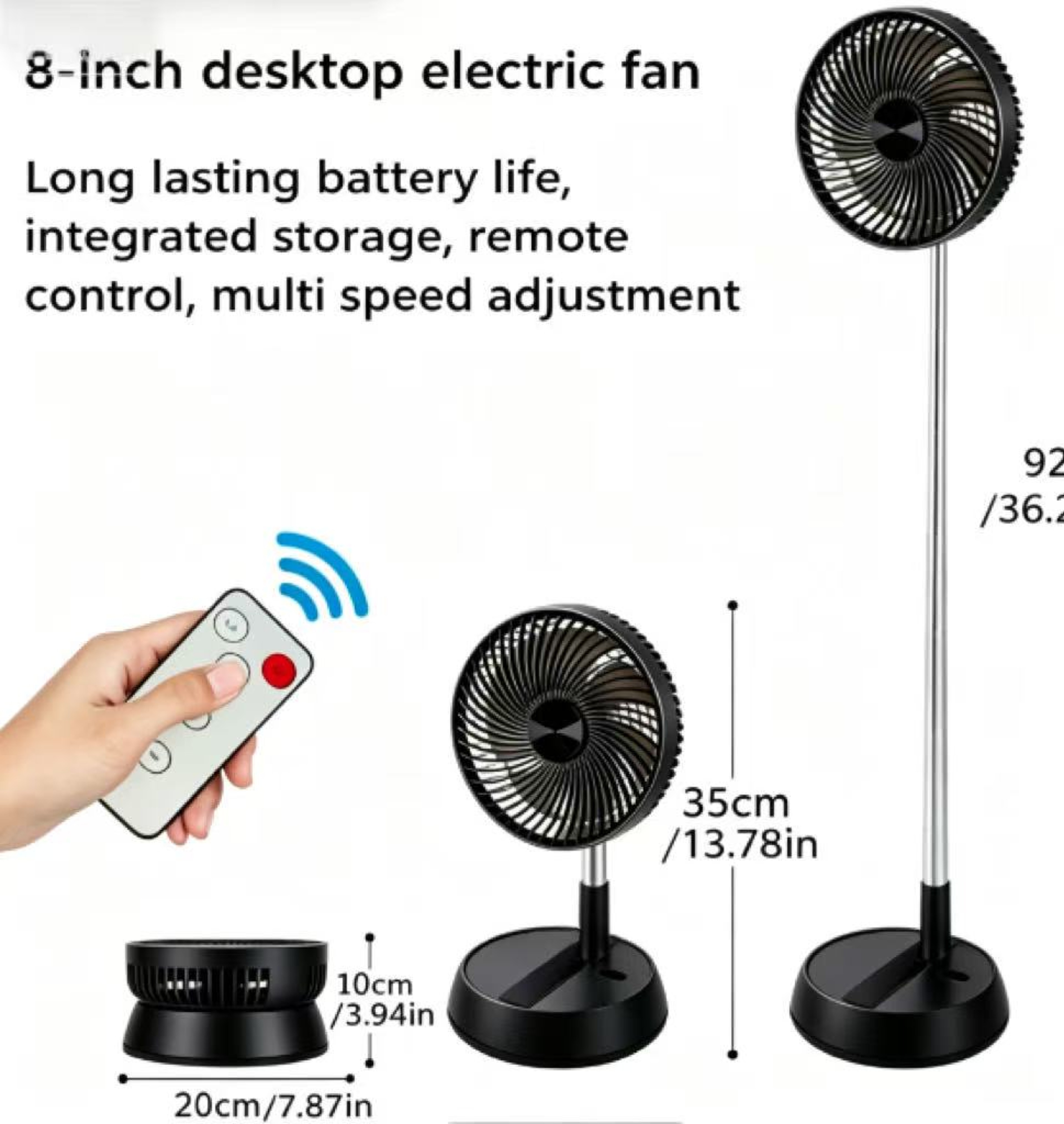 Portable Rechargeable Folding Oscillating Standing Fan With Remote Control Camping Pedestal Fan 6