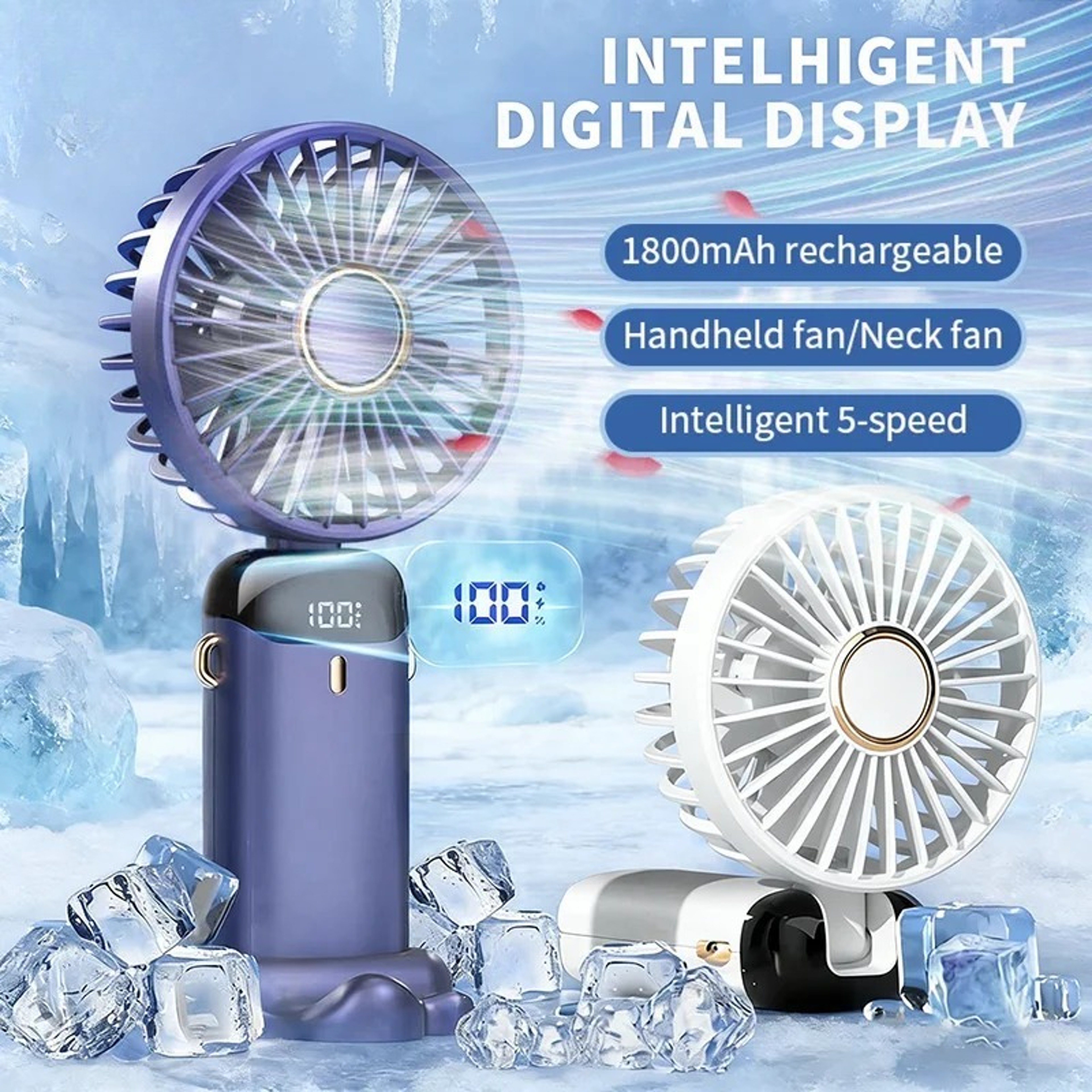 USB Rechargeable Portable Mini Fan Speed Foldable Handheld Neck Fan With Phone Stand 0