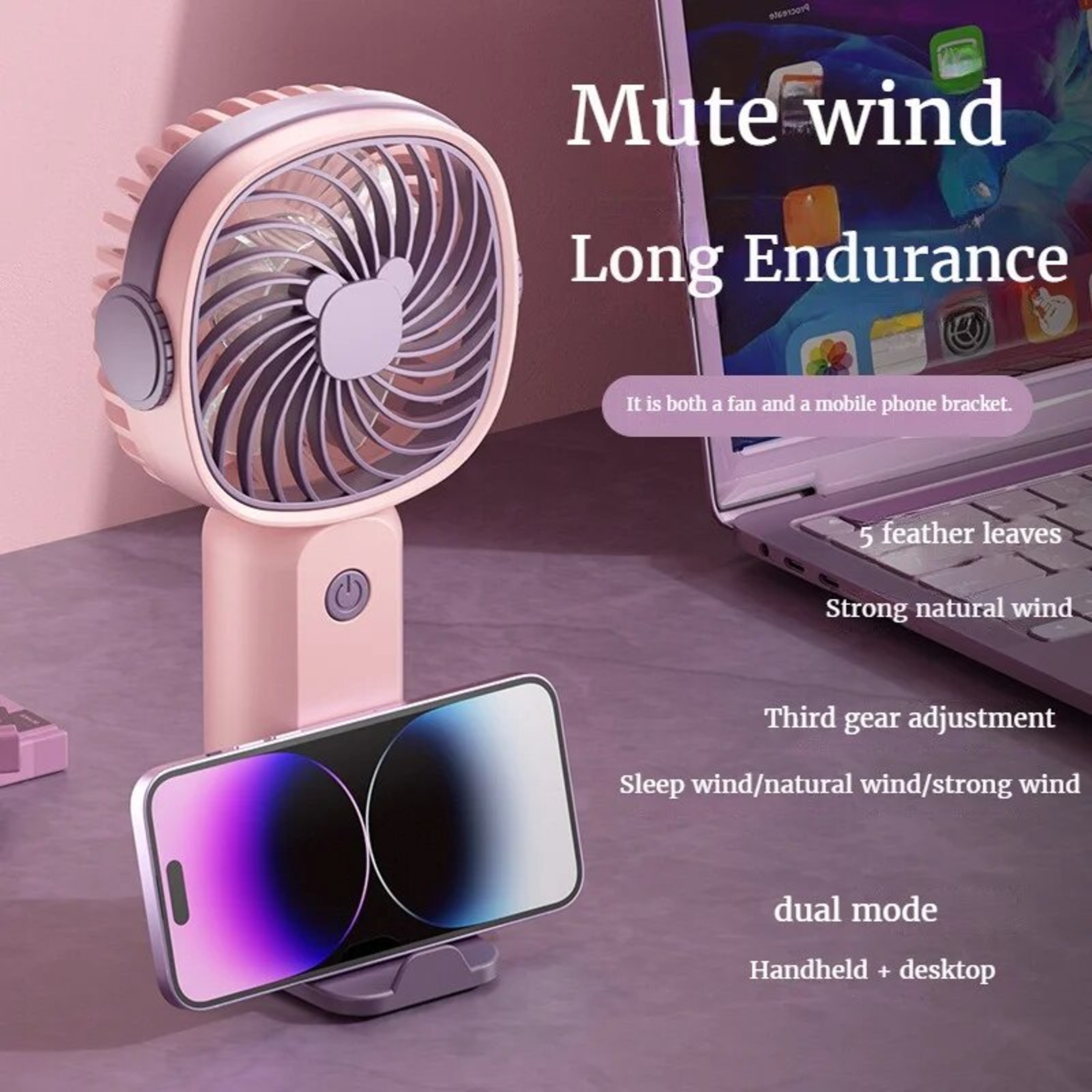 Mini USB Handheld  Desktop Portable Cooling Fan For Students Outdoor Use 0