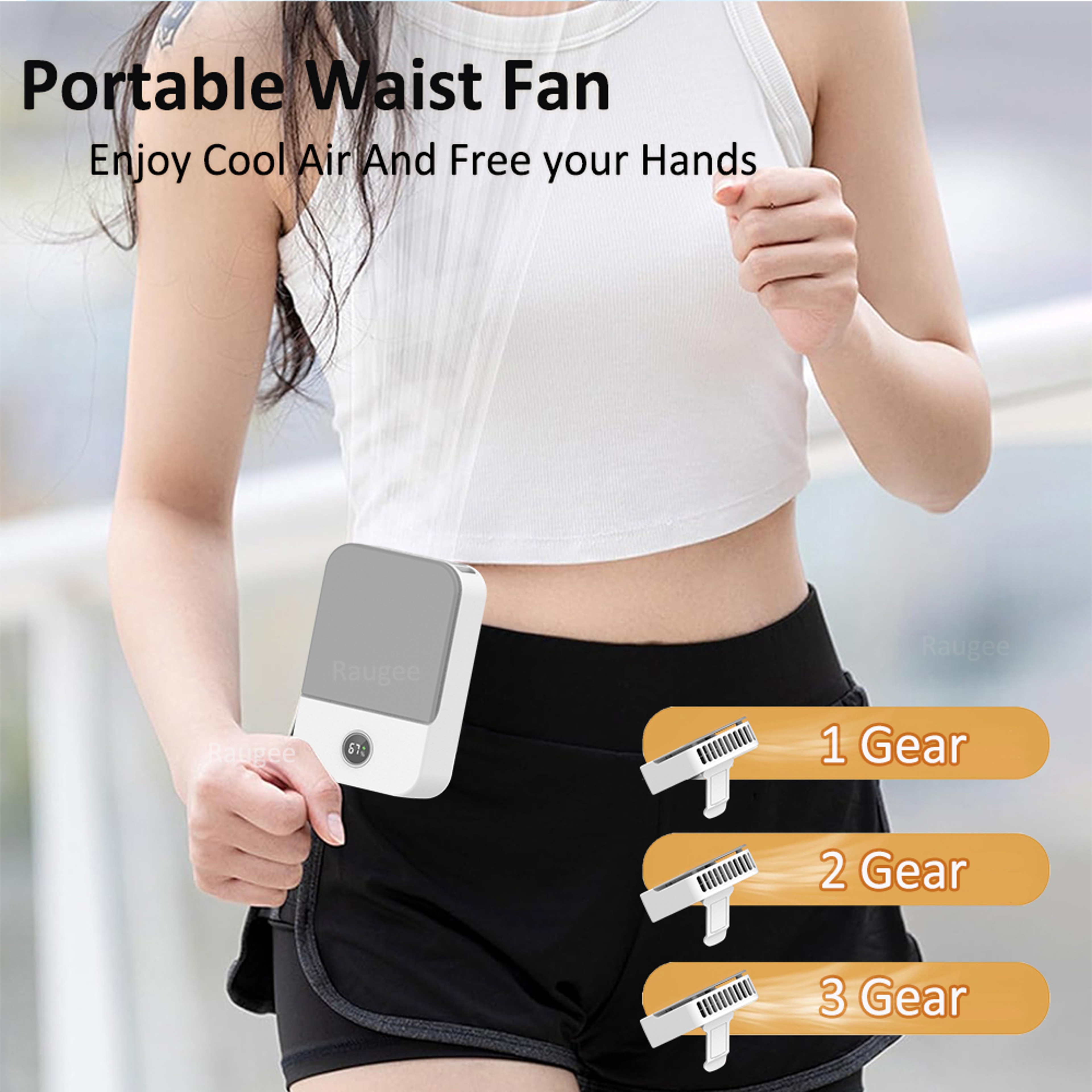 Portable Waist & Neck Wearable Bladeless USB Rechargeable Fan Speed Outdoor Cooling Fan – view 2