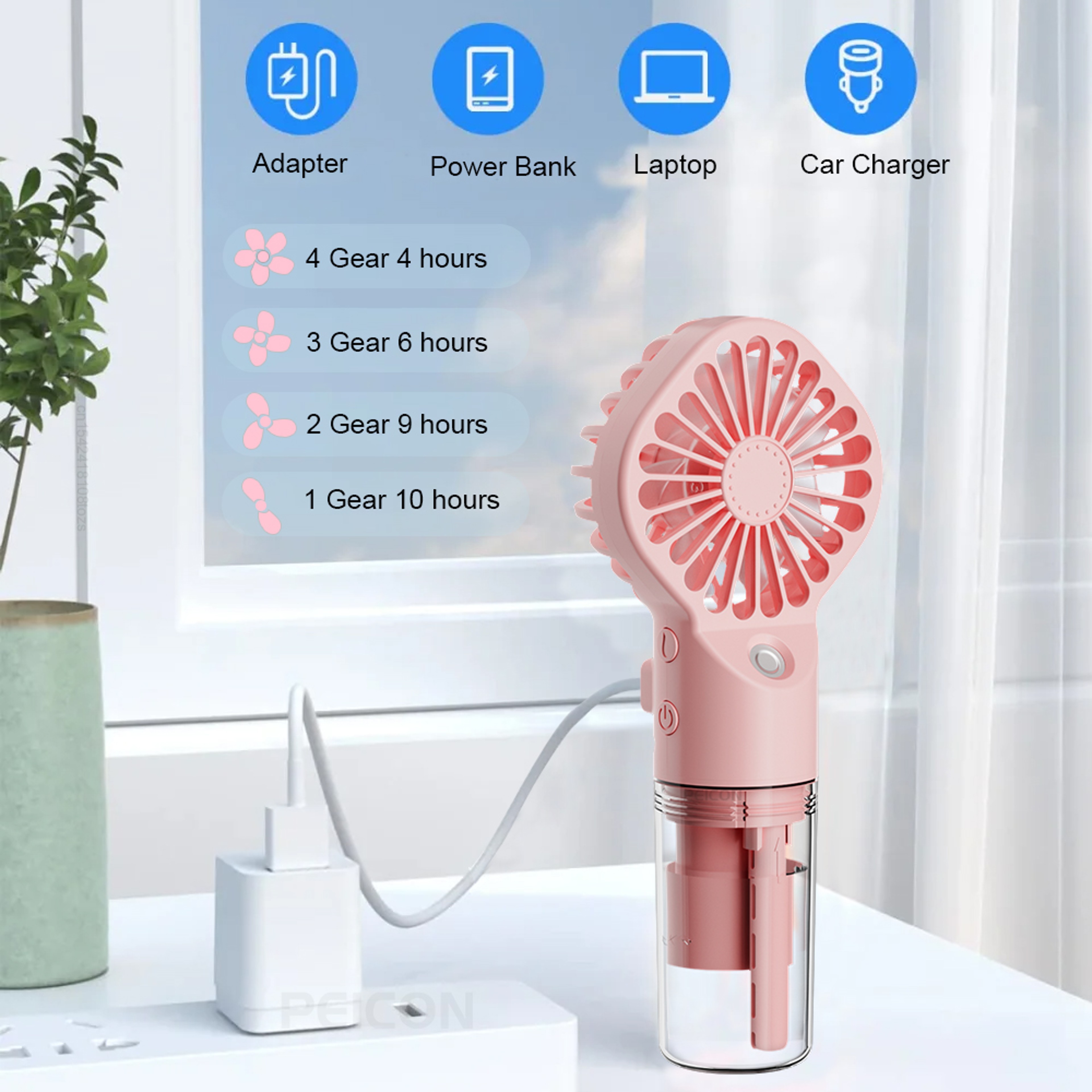 Portable Mist Fan Handheld Humidifier Fan USB Rechargeable Mini Cooling Fan 4