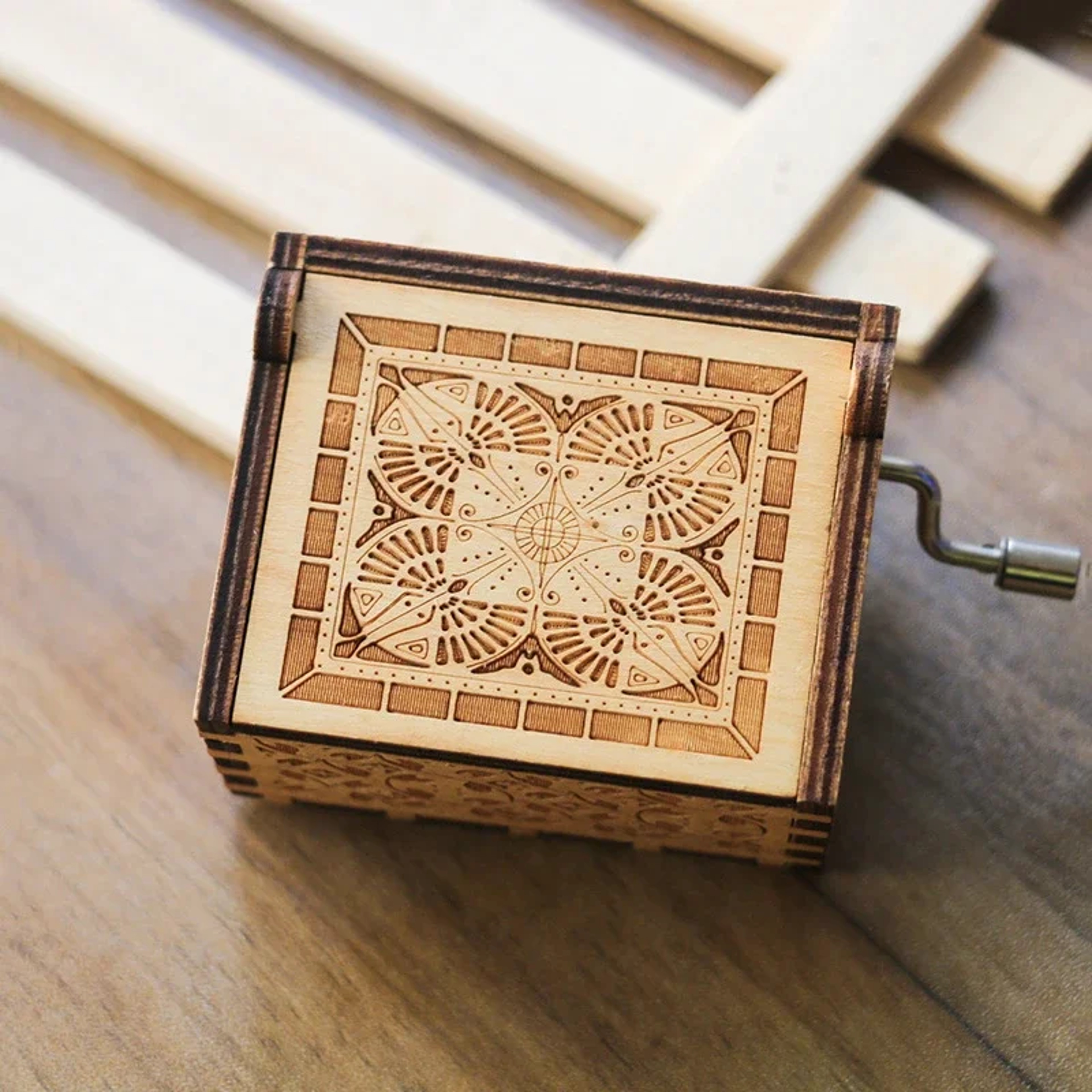 Galactic Melody Wooden Music Box Hand Crank Star Wars Inspired Keepsake Gift 3