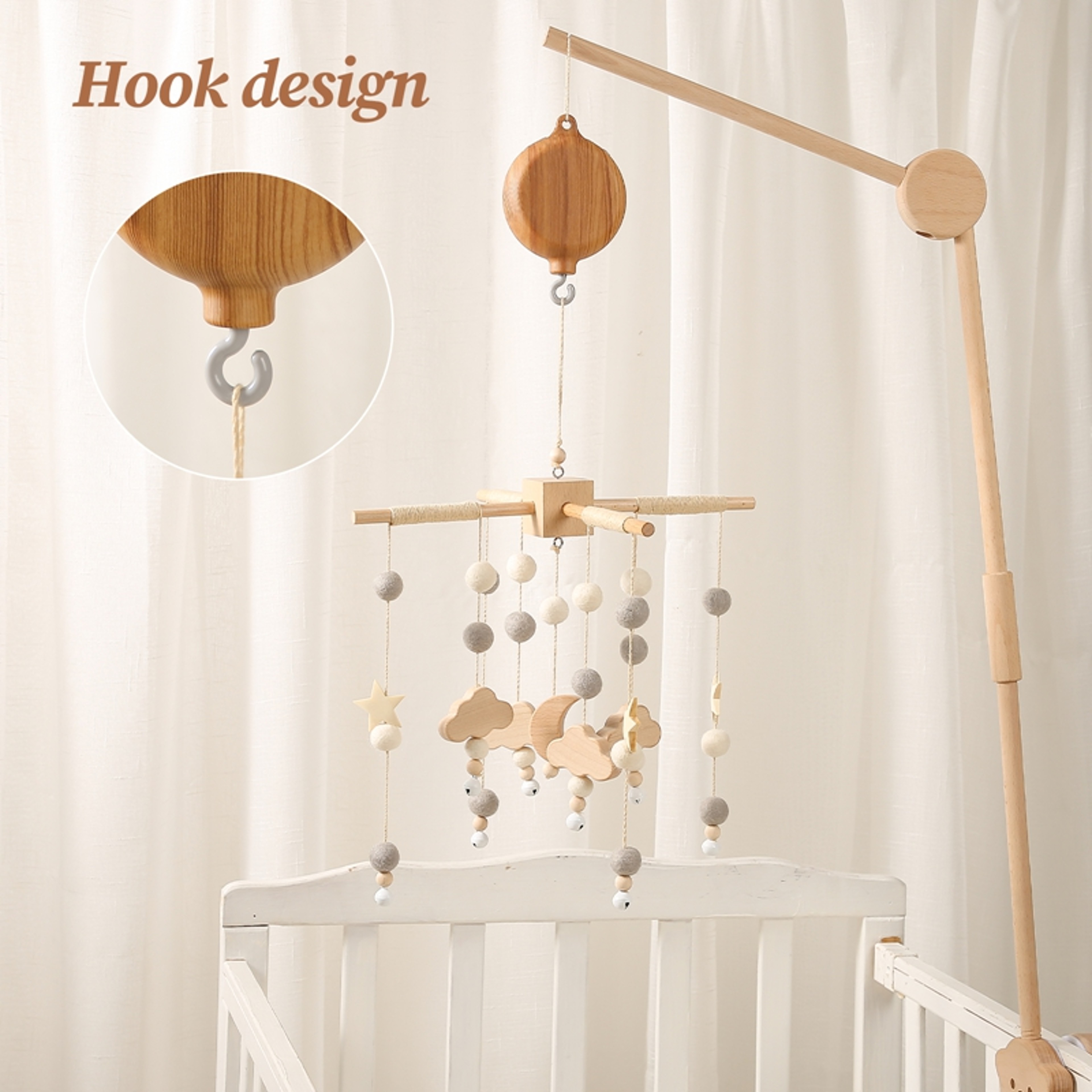 Revolving Music Box For Newborns Baby Crib Imitation Wood Color Hanging Rattle Baby Soothing Musica 1