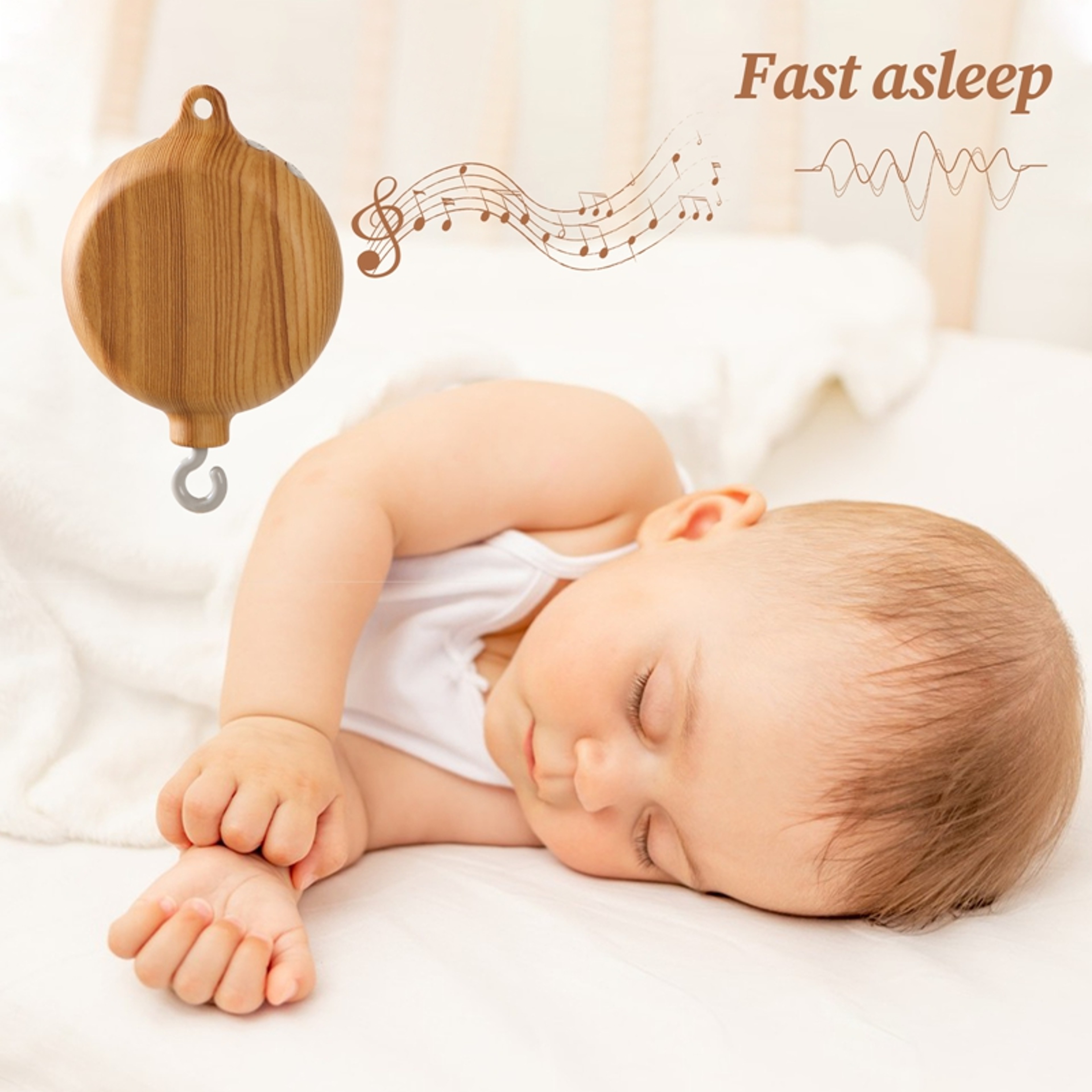 Revolving Music Box For Newborns Baby Crib Imitation Wood Color Hanging Rattle Baby Soothing Musica 3