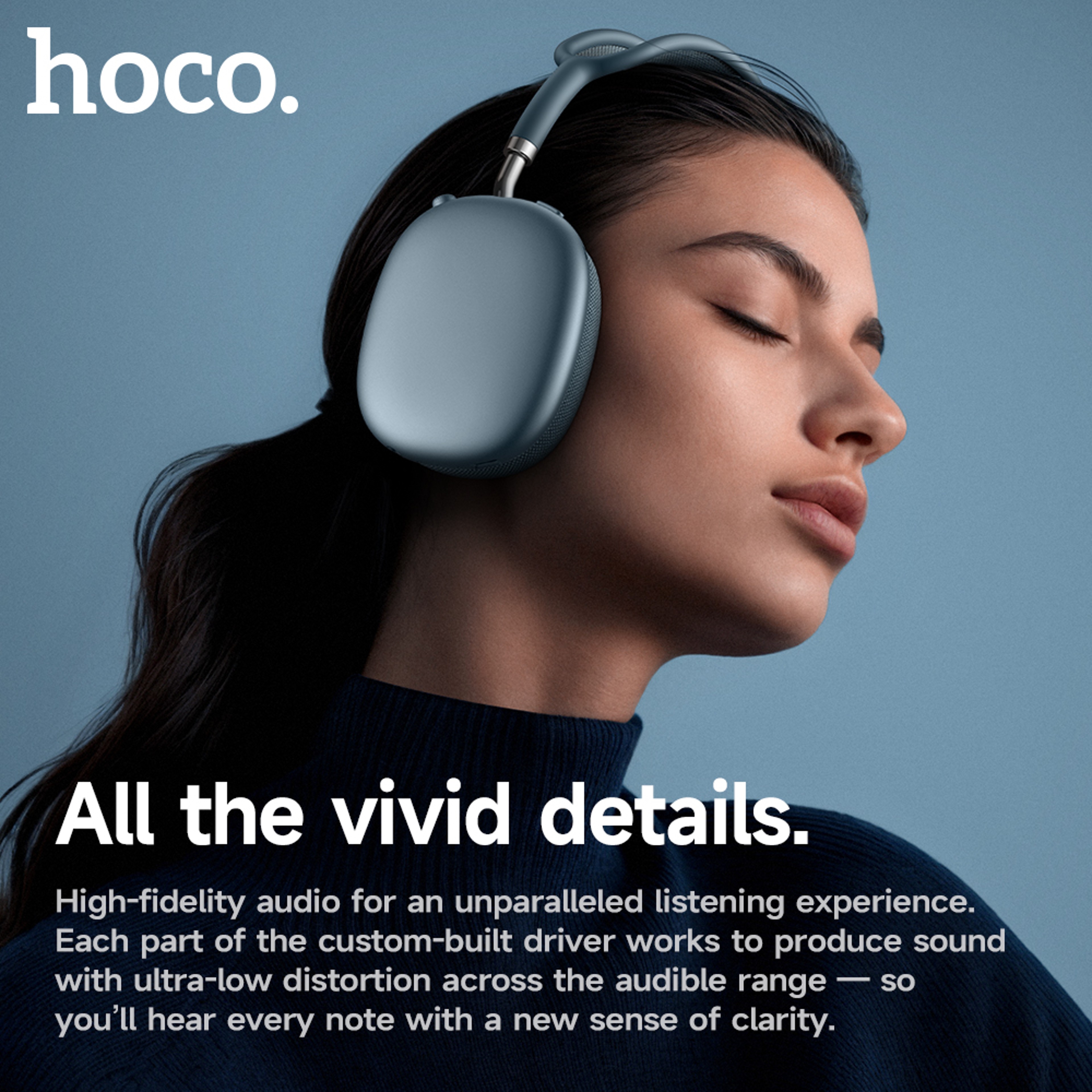 HOCO Plus ANC Bluetooth Headphones With HiFi Sound  Battery Life 3