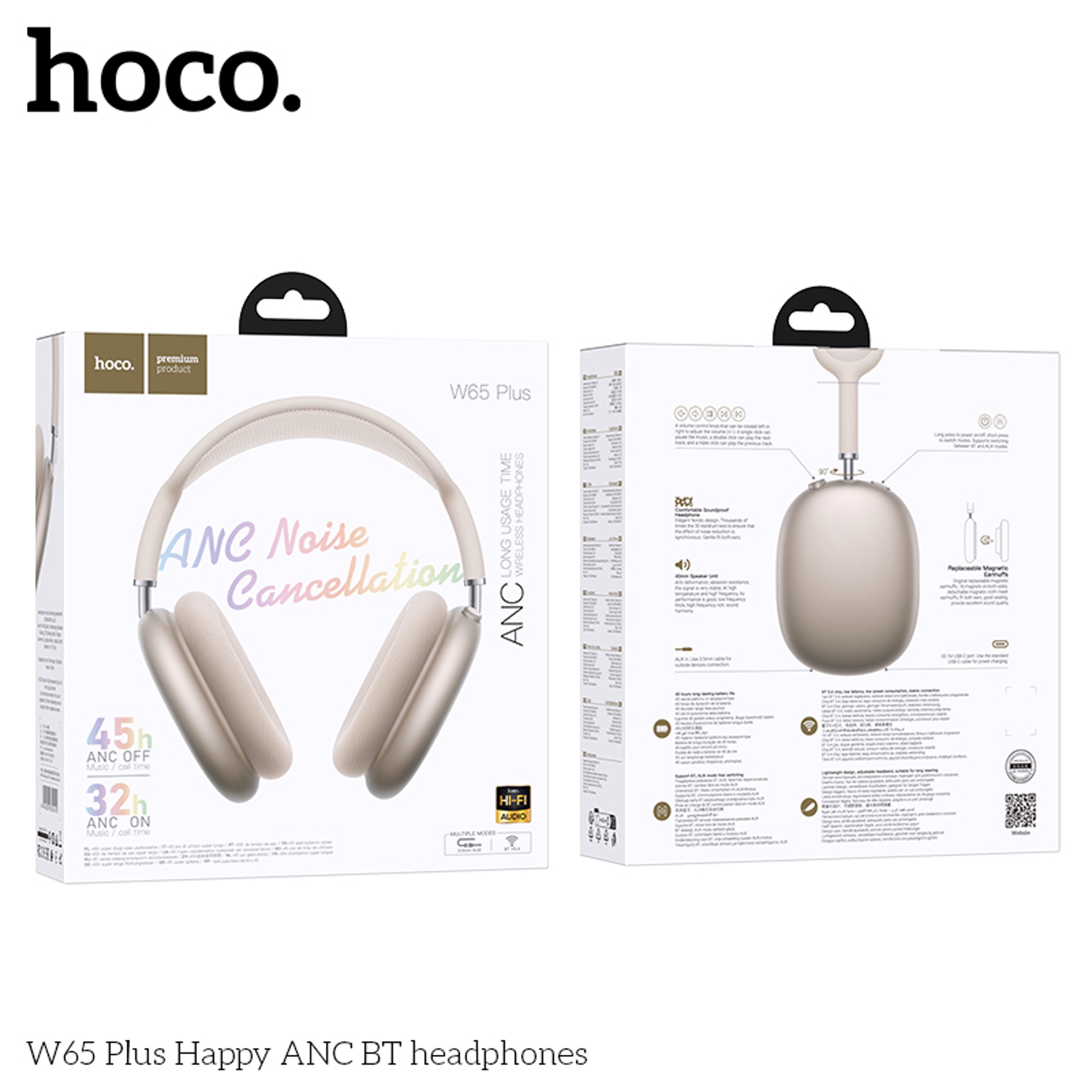 HOCO Plus ANC Bluetooth Headphones With HiFi Sound  Battery Life 8