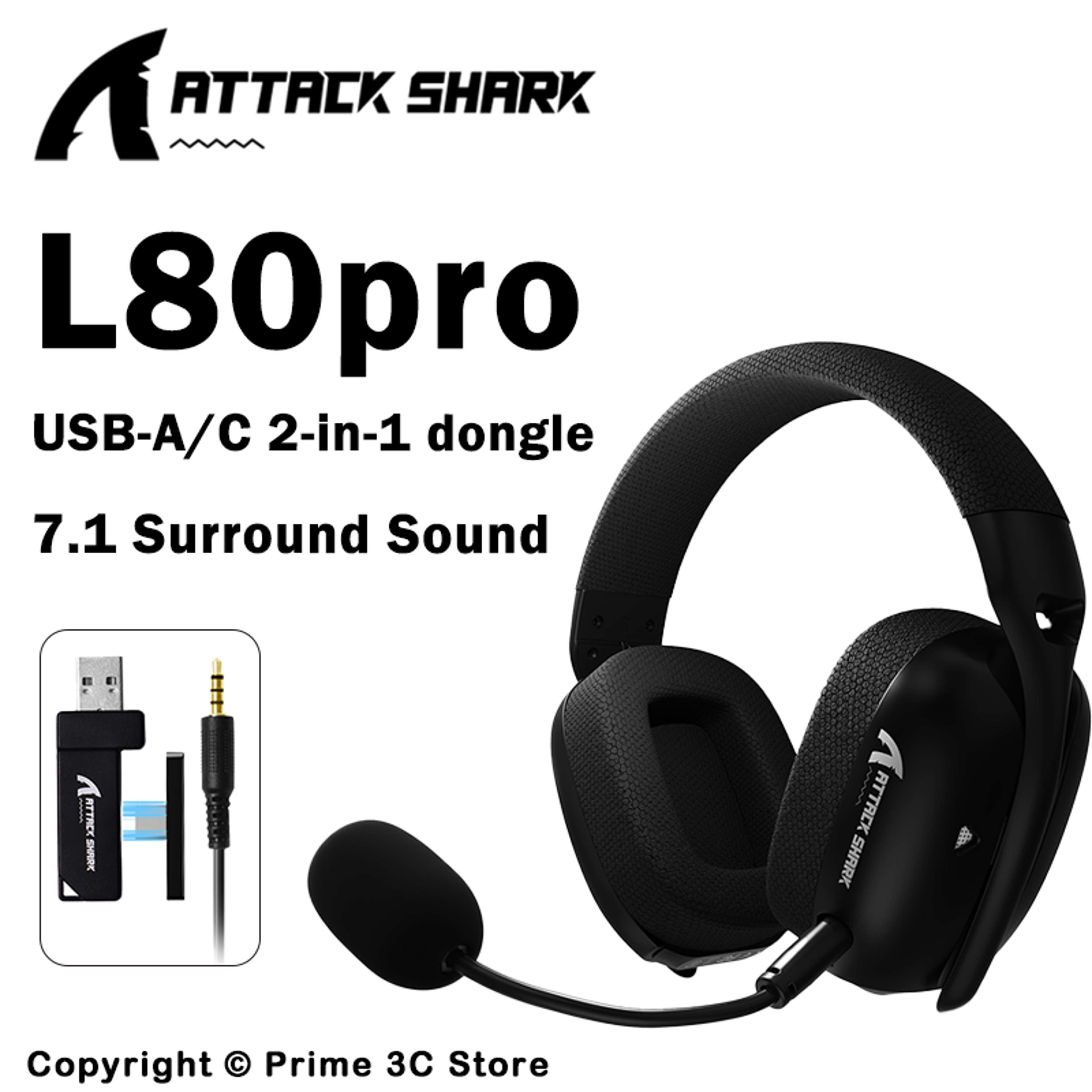 ATTACK SHARK Wireless Gaming Headset Low Latency Tri Mode Gaming Headphones for PC & Switch – view 1