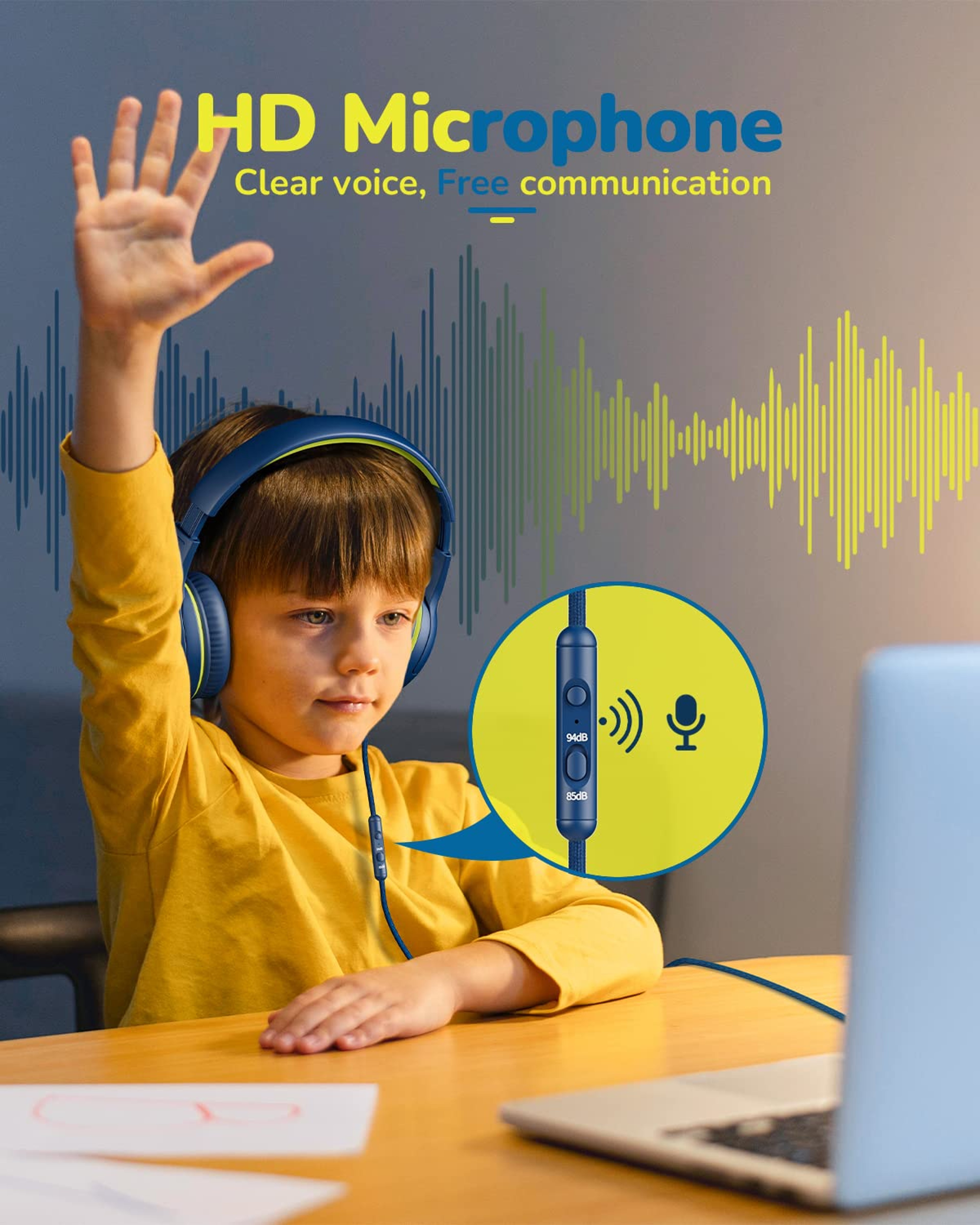 AWATRUE Kids Gaming Headset With Mic Safe Volume Wired Headphones For School  PC 4