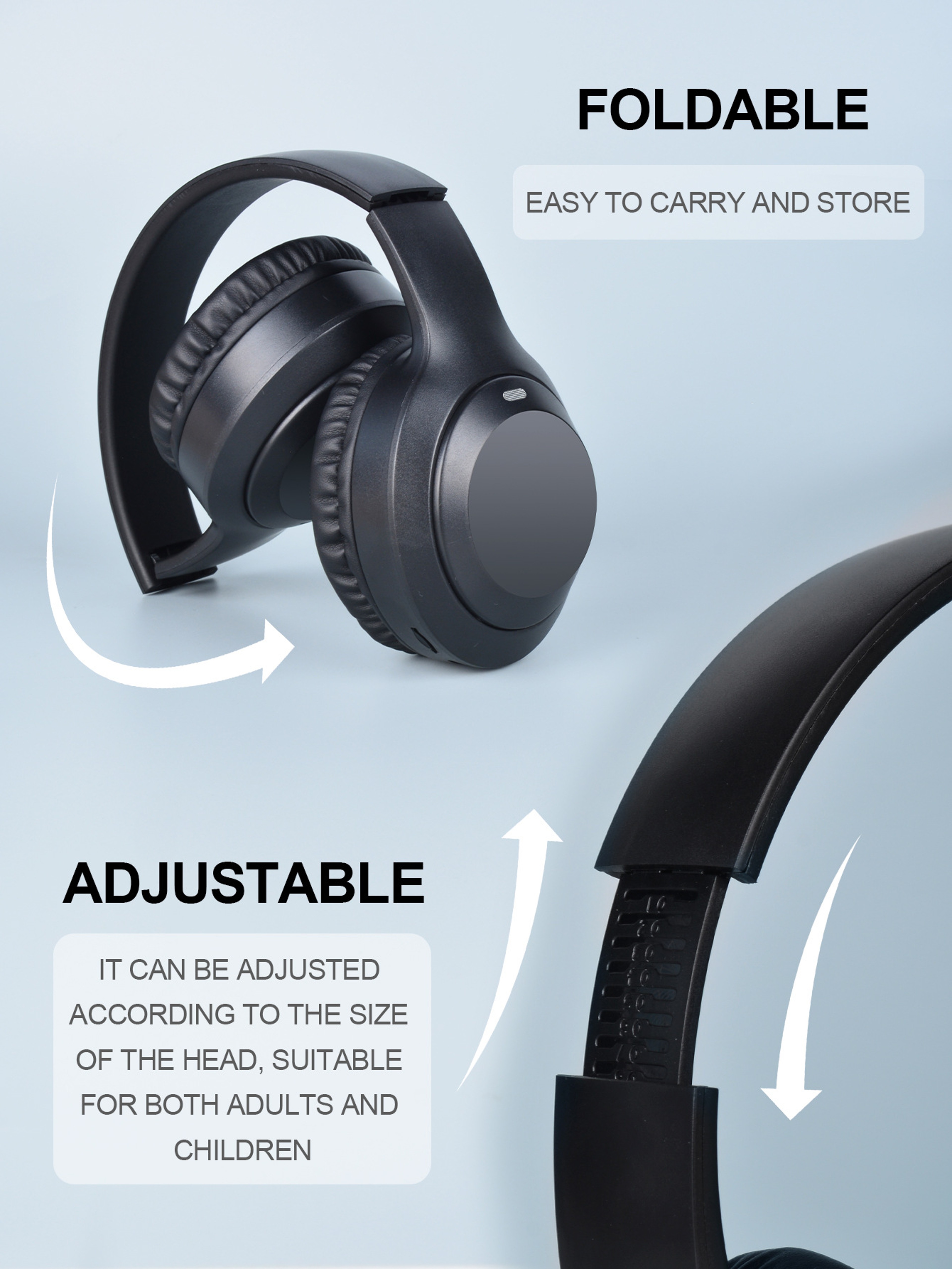 SoundMax Bluetooth Over Ear Headphones With HiFi Stereo AUX  TF Music Player 4