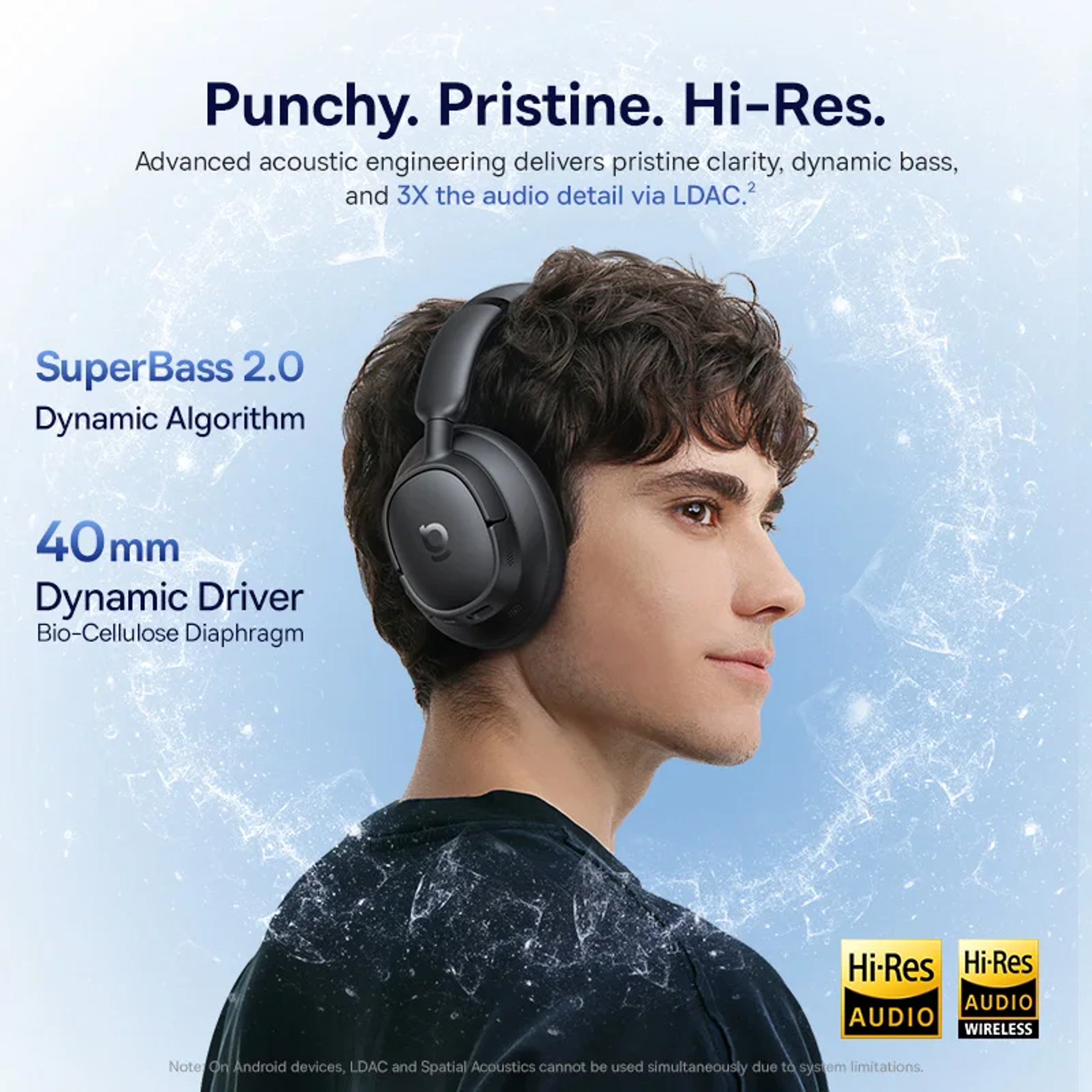Baseus NC ANC Wireless Headphones Bluetooth Hi Res LDAC Noise Cancelling Over Ear Headphones – view 3