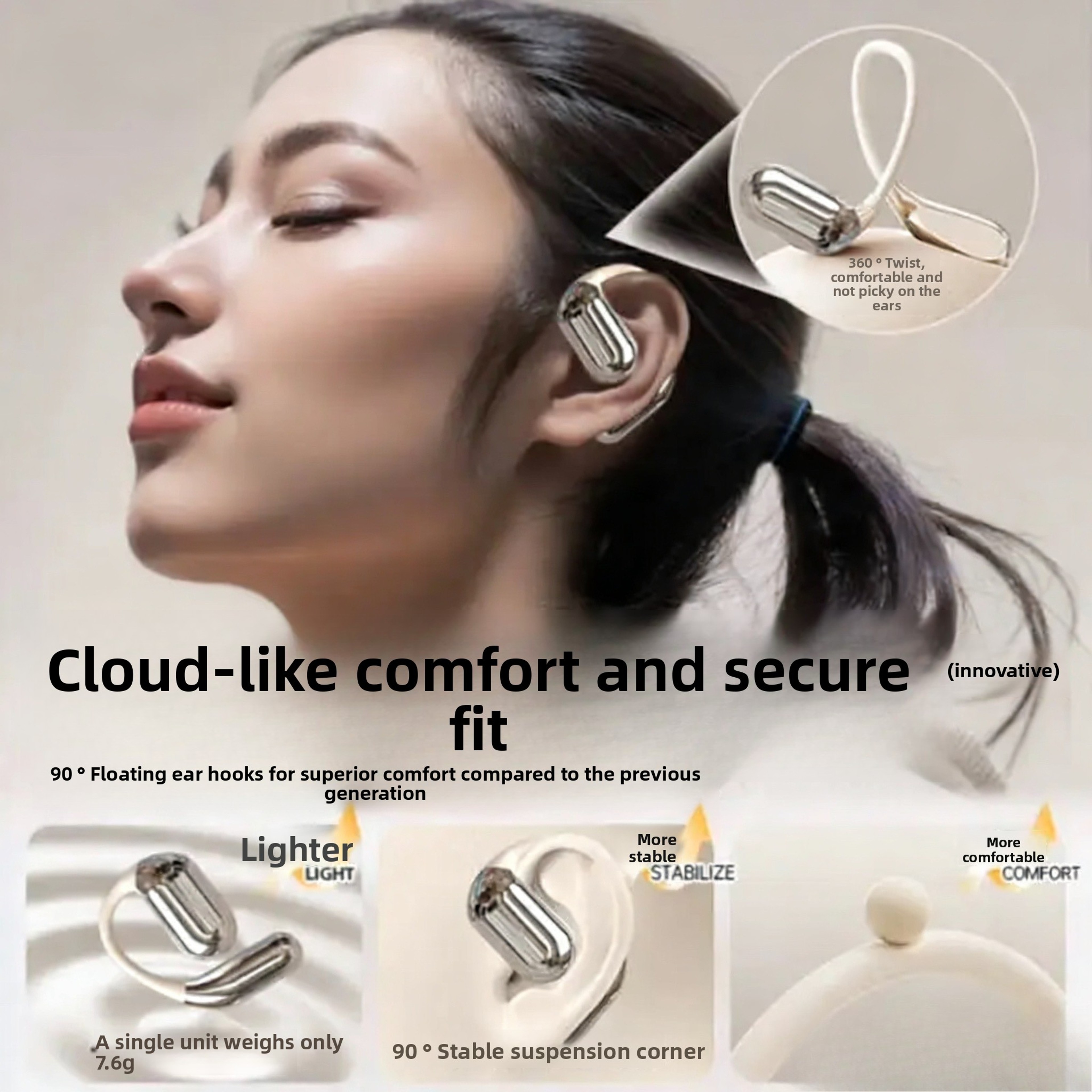 AI Translator Earbuds Languages Real Time Translation Bluetooth Noise Cancelling Headset 4