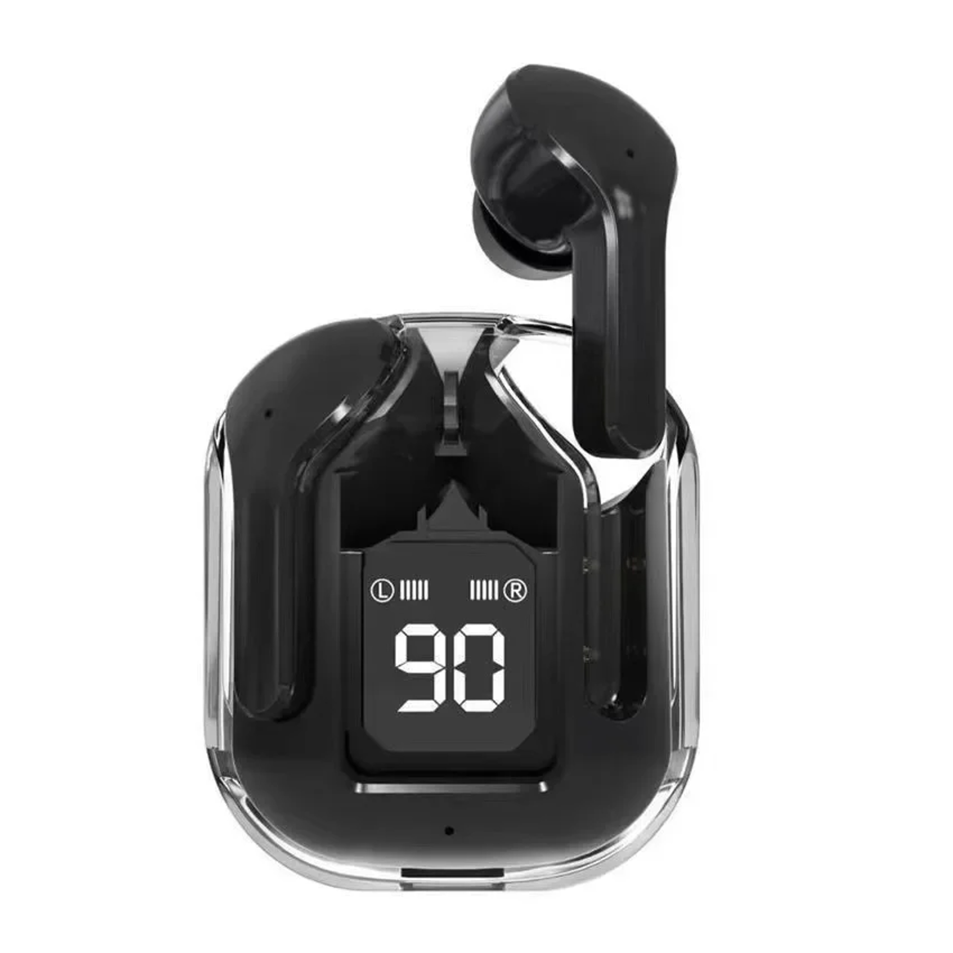 CrystalSound TWS Bluetooth Earbuds With Noise Cancellation  Transparent Digital Charging Case 5
