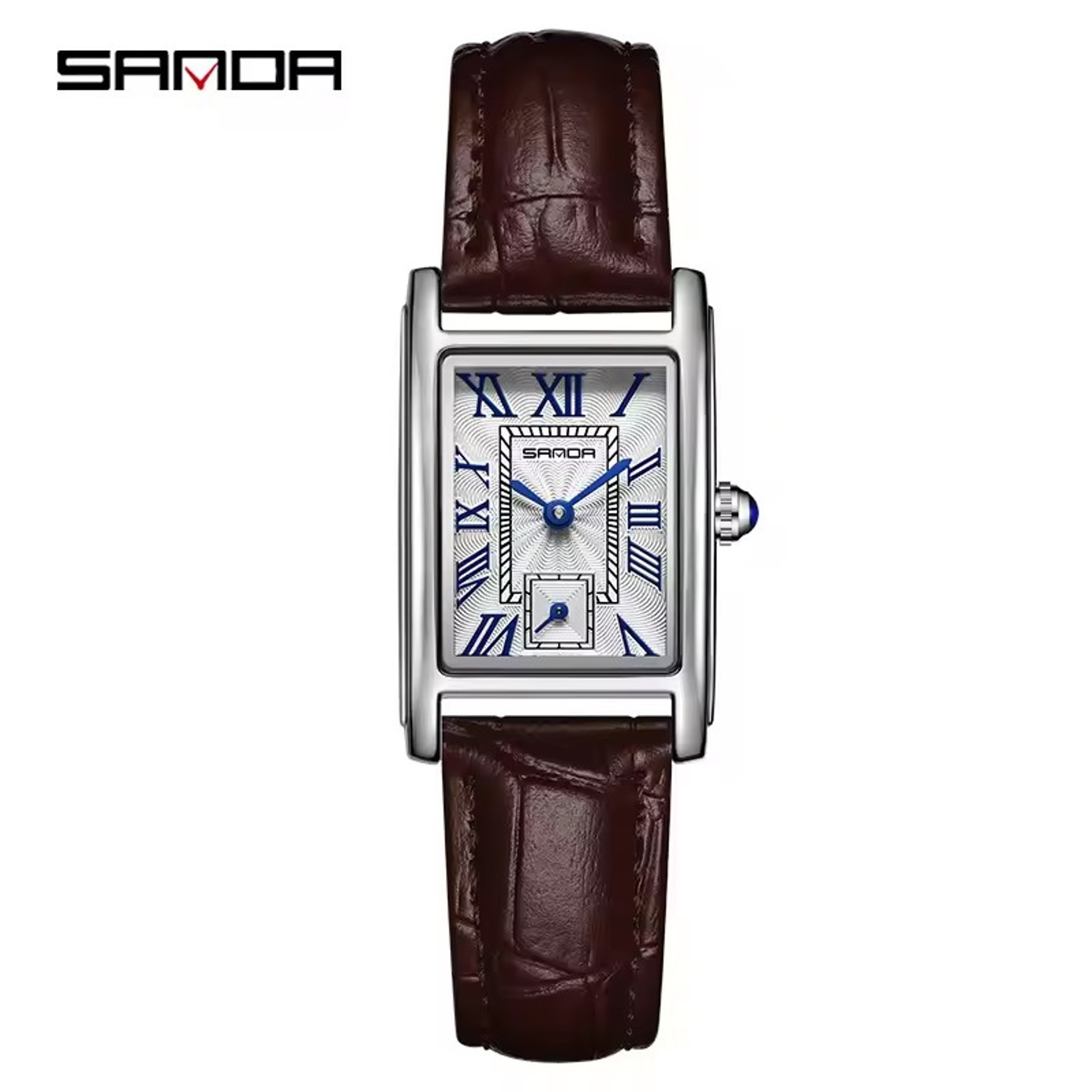 SANDA Elegance Rectangular Quartz Watch For Women Waterproof Leather Dress Watch 0