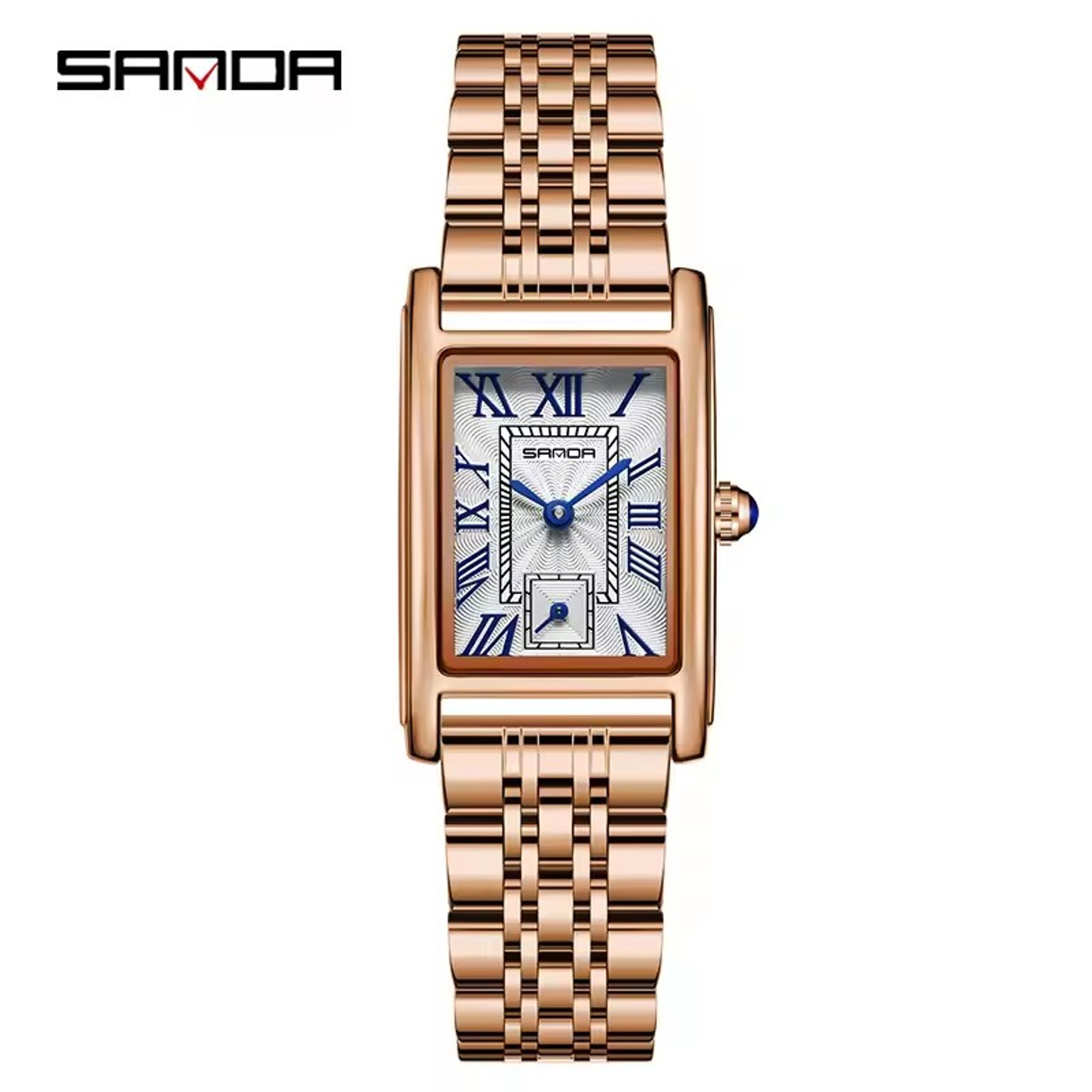 SANDA Elegance Rectangular Quartz Watch For Women Waterproof Leather Dress Watch 7