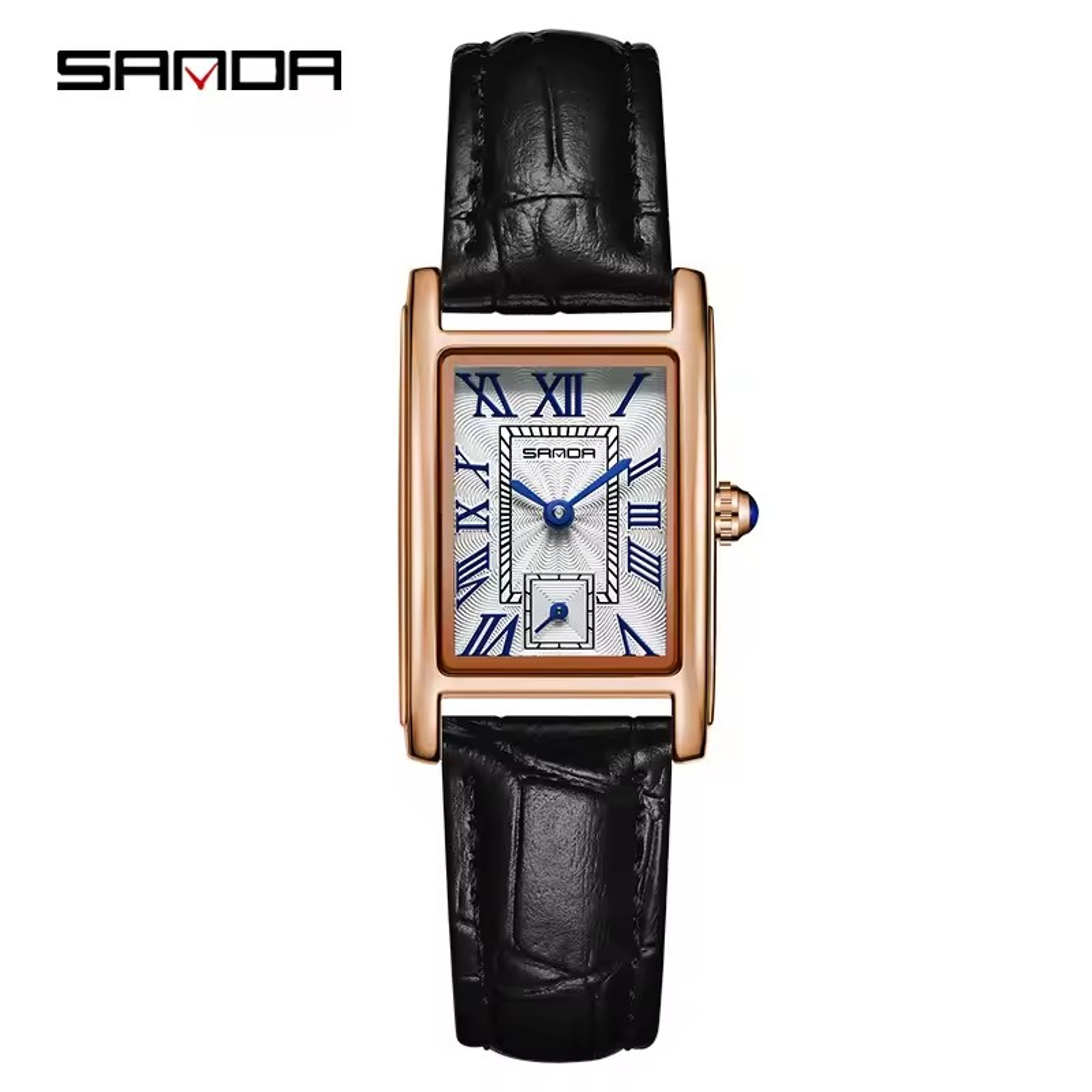 SANDA Elegance Rectangular Quartz Watch For Women Waterproof Leather Dress Watch 4