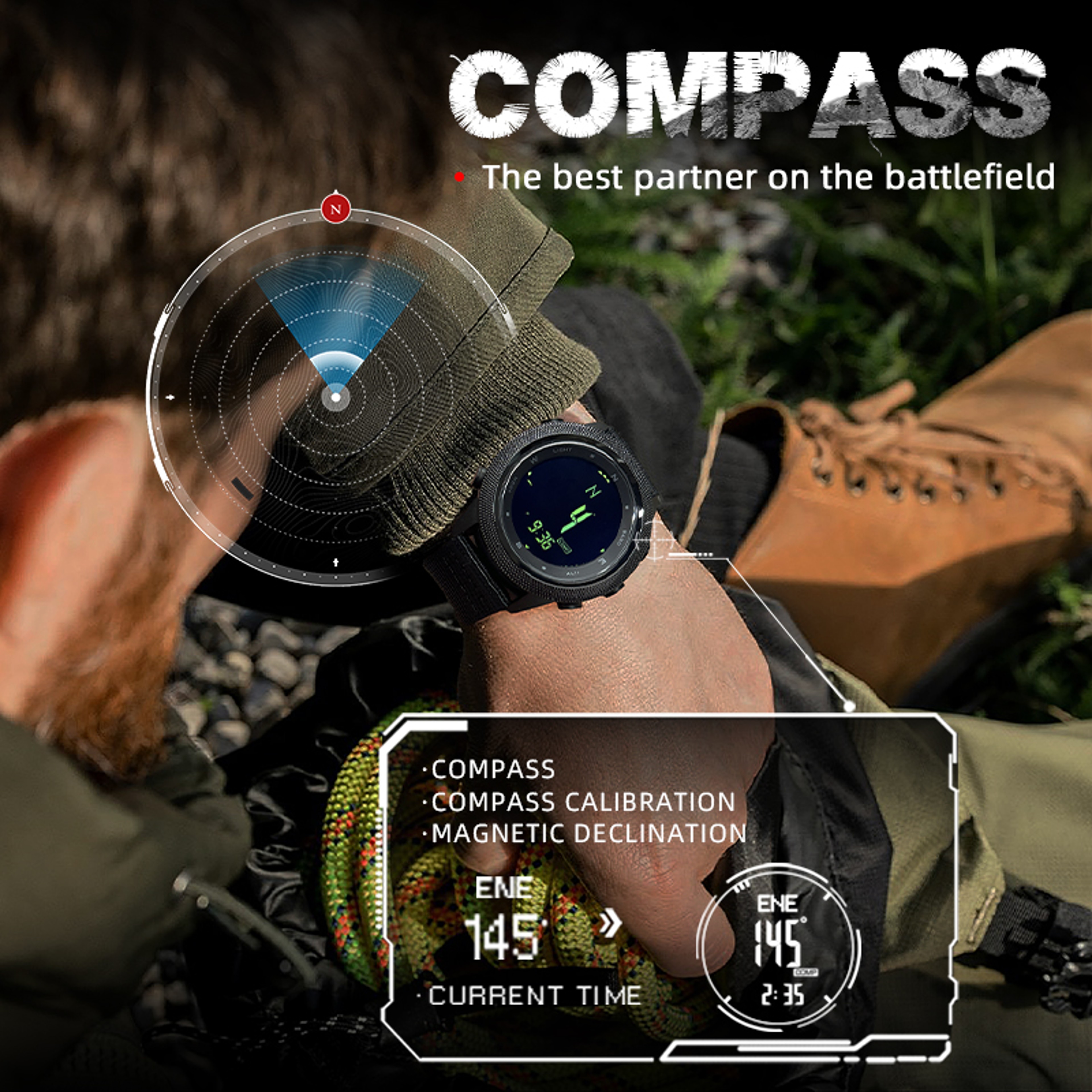 North Edge Apache Outdoor Tactical Watch with Altimeter Barometer & Compass – view 6