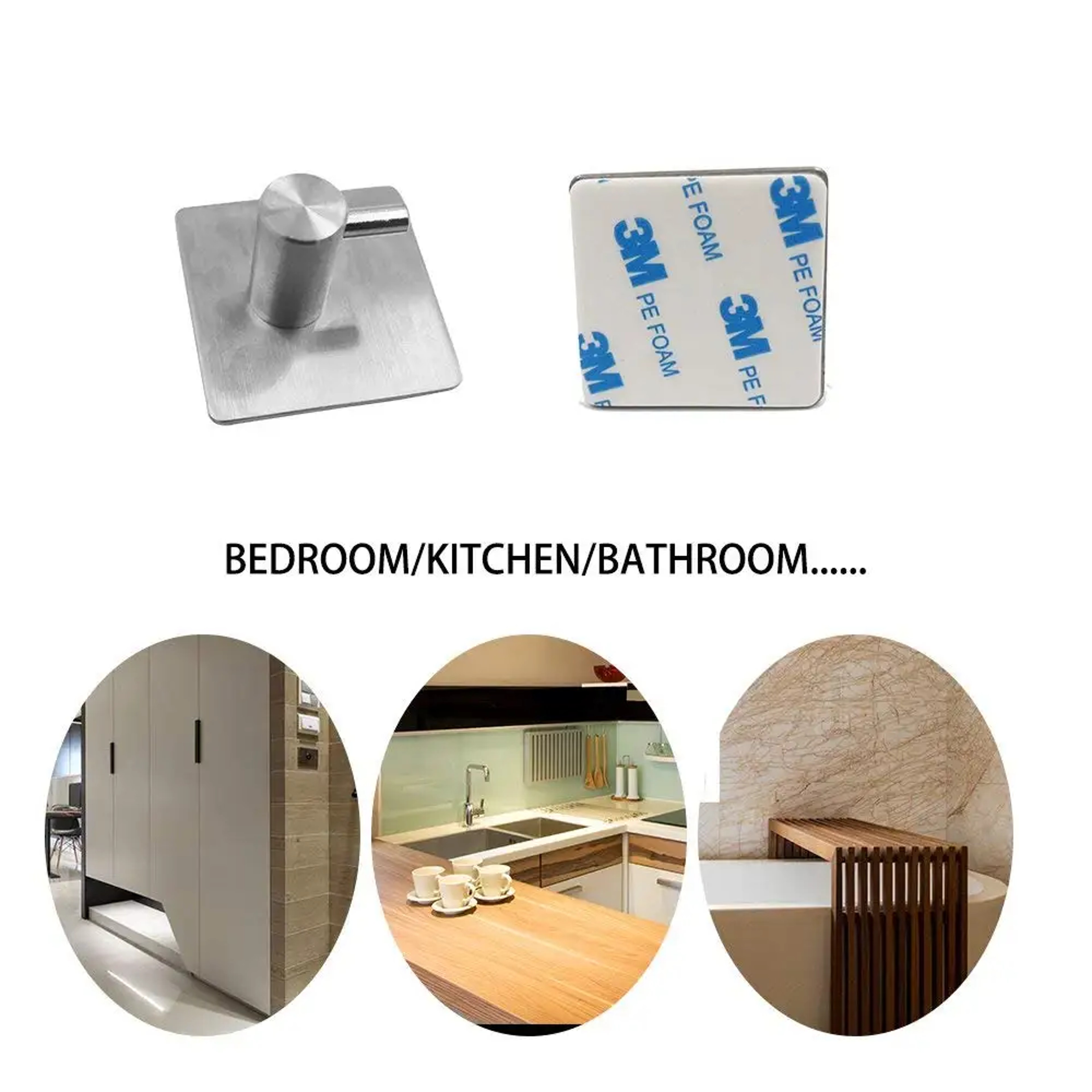 Stainless Steel Self Adhesive Wall Hooks With Sticky Back For Towels Robes  Coats 2