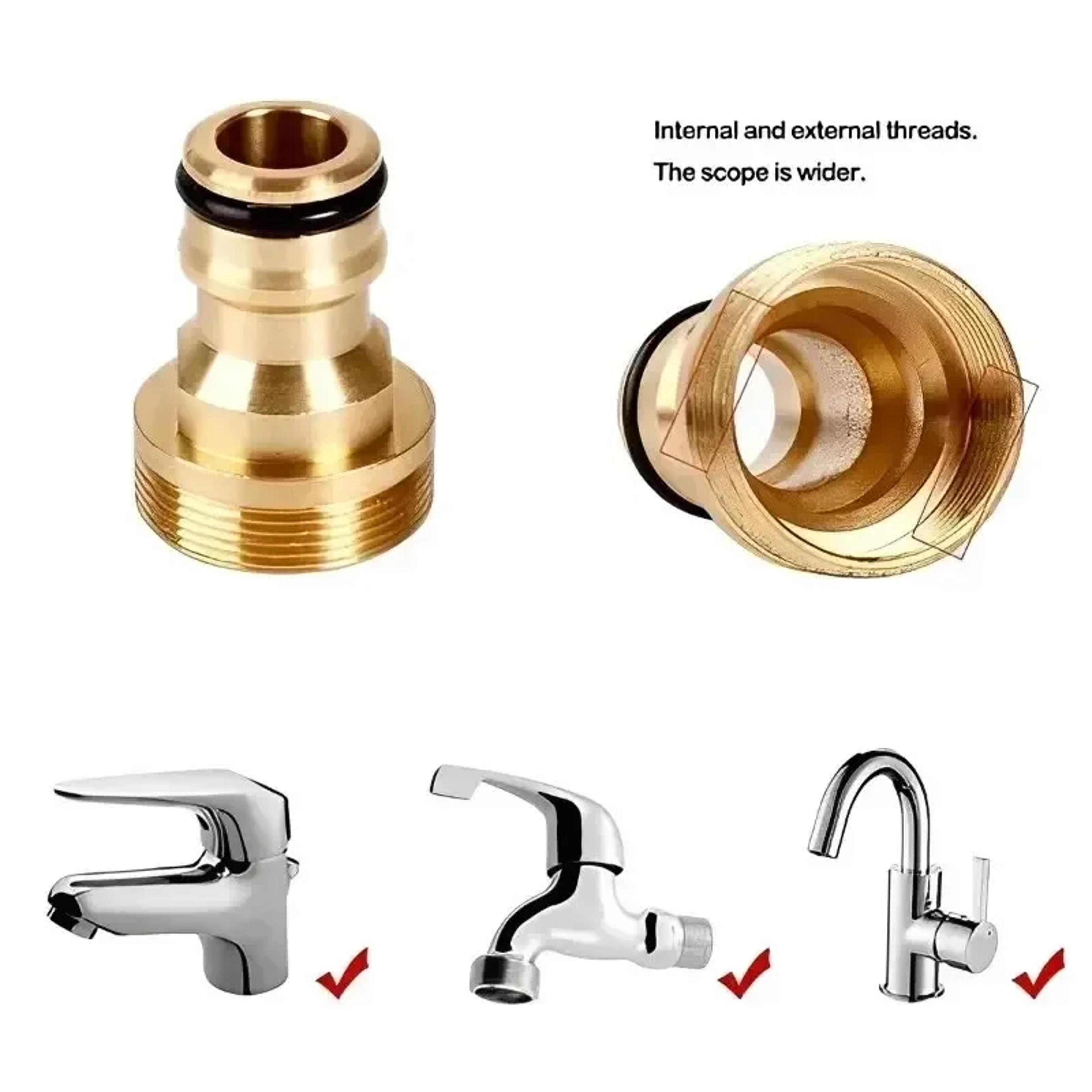 Universal Brass Faucet Adapter For Kitchen Sink  Garden Hose Connector 3