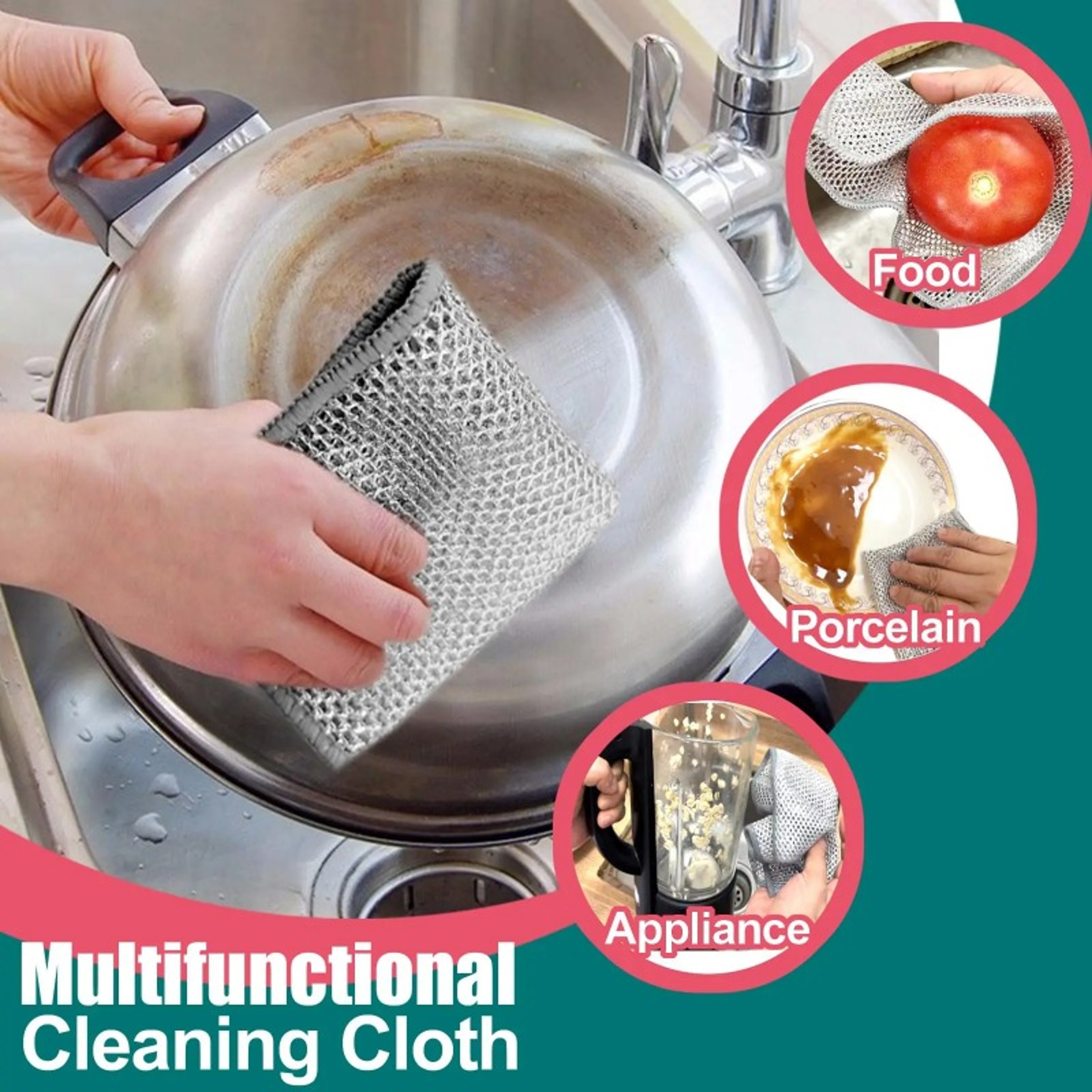 Steel Wire Cleaning Cloth Non Scratch Microfiber Kitchen Cleaning Towel 0