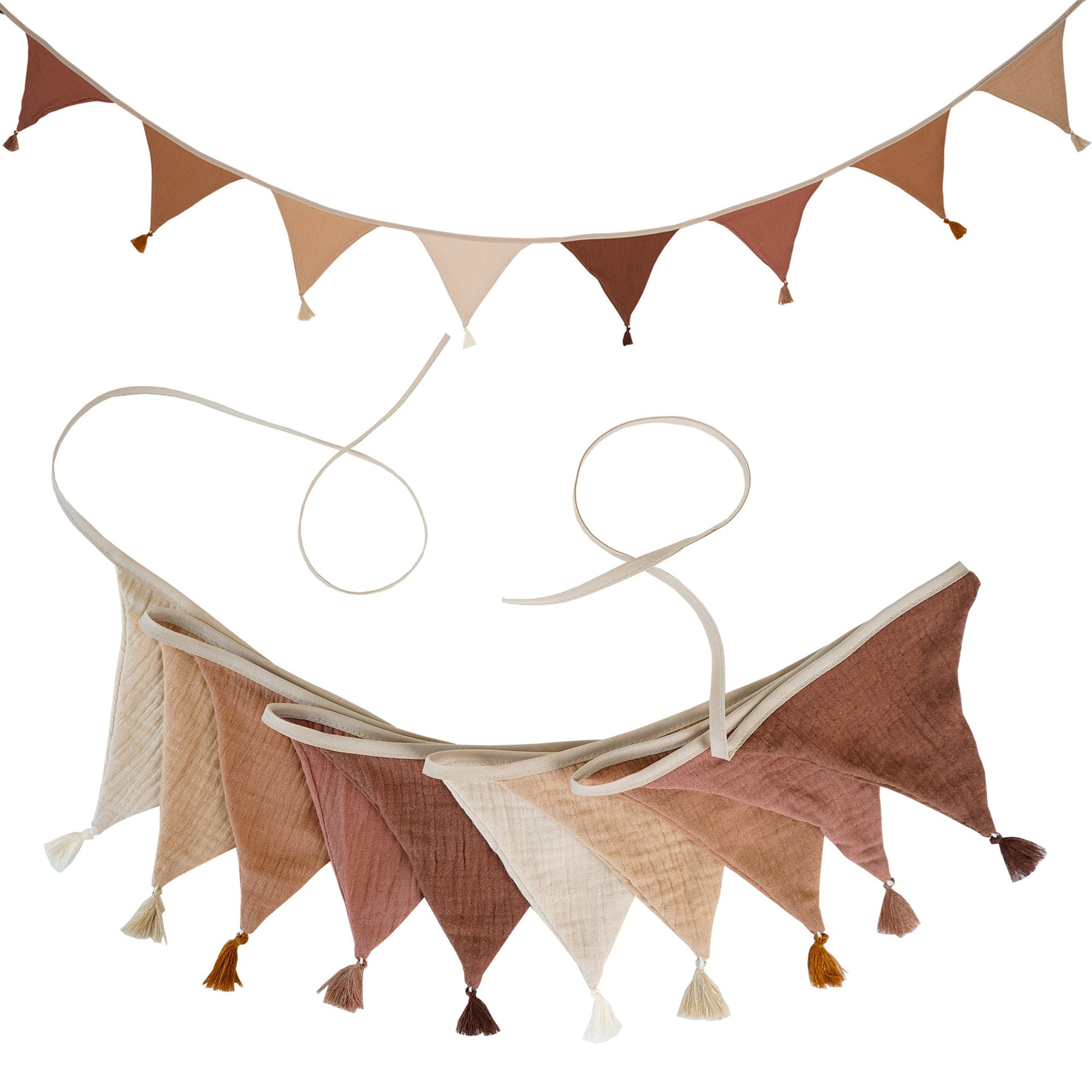 Double Layer Fabric Bunting Banner With Cotton Tassels For Birthday Party Nursery  Home Decor 5