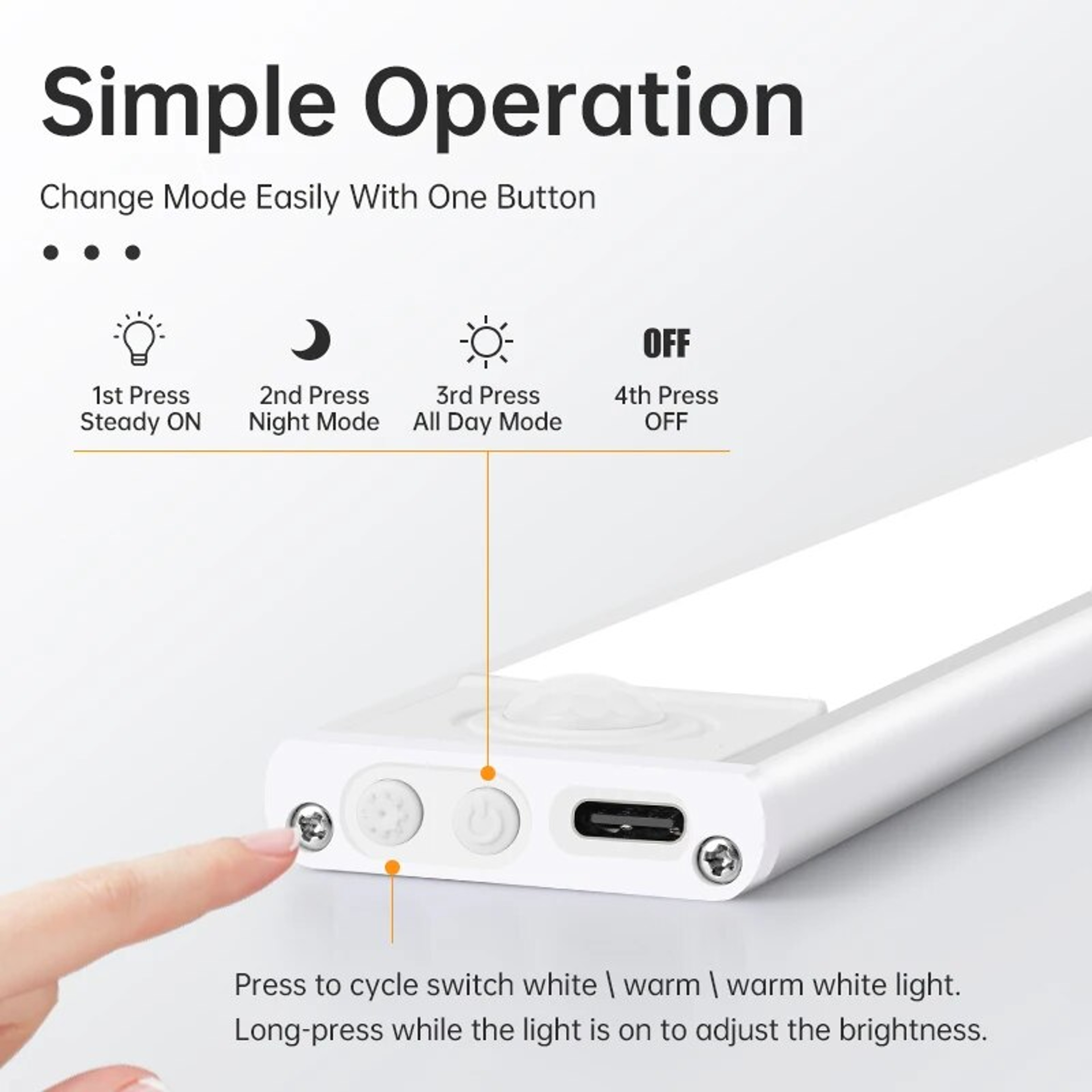 Wireless LED Motion Sensor Light USB Rechargeable Under Cabinet Lighting For Kitchen Closet  Wardro 1