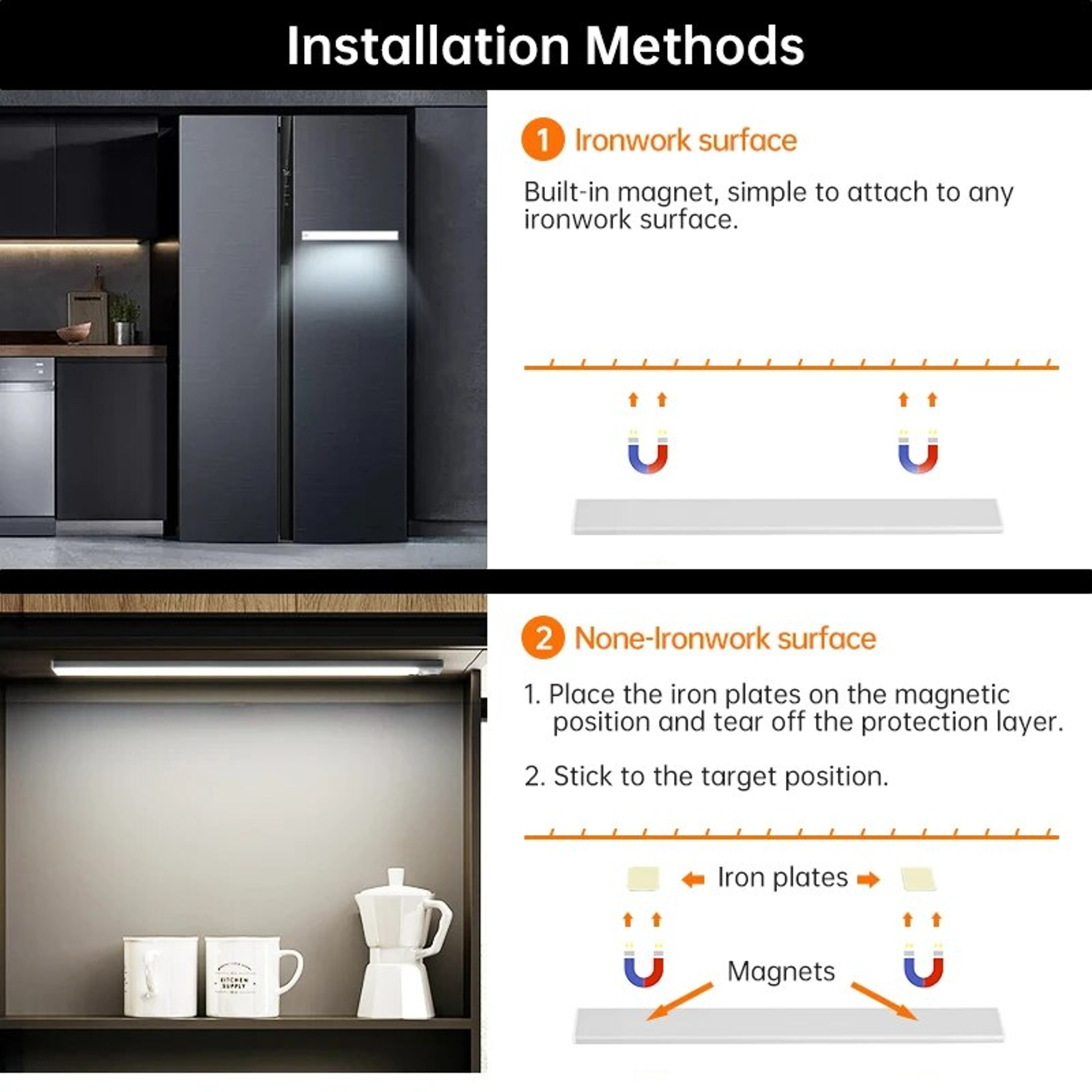 Wireless LED Motion Sensor Light USB Rechargeable Under Cabinet Lighting For Kitchen Closet  Wardro 5