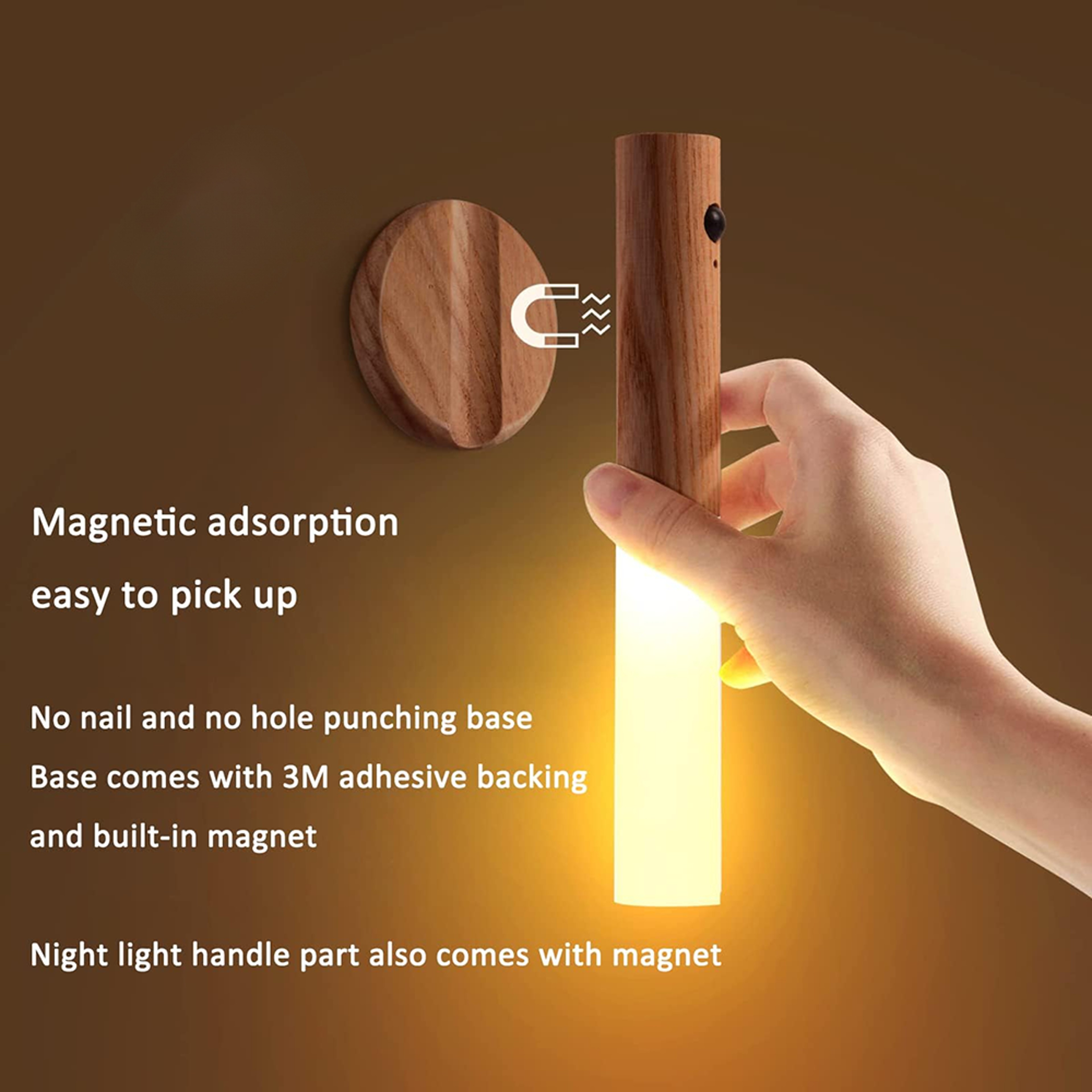 Rechargeable Motion Sensor Night Light Wireless LED Wall Light for Bedroom Bathroom & Hallway – view 1