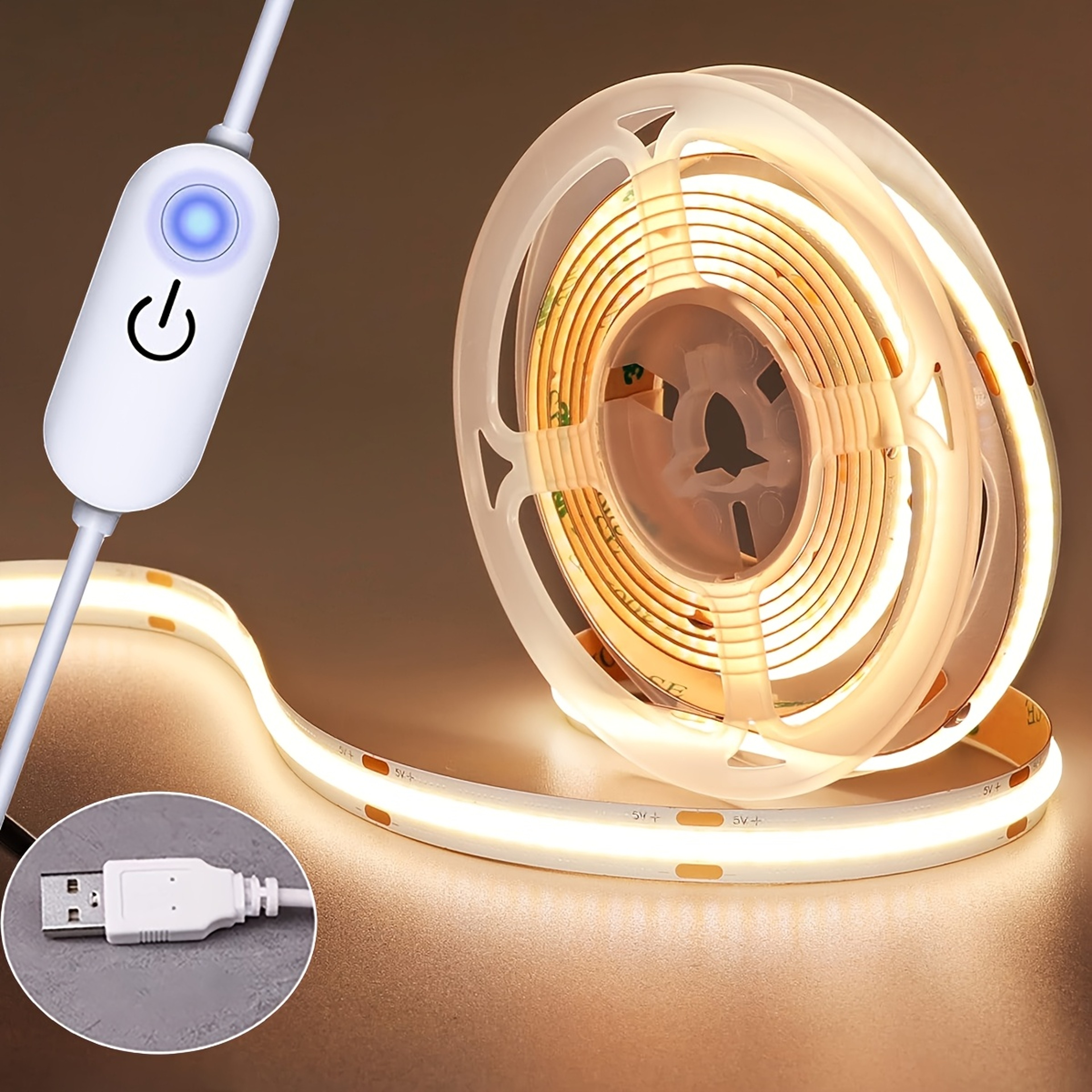 USB COB LED Strip Lights with Touch Dimmer for TV Backlight, Mirror & DIY Room Decor – view 1
