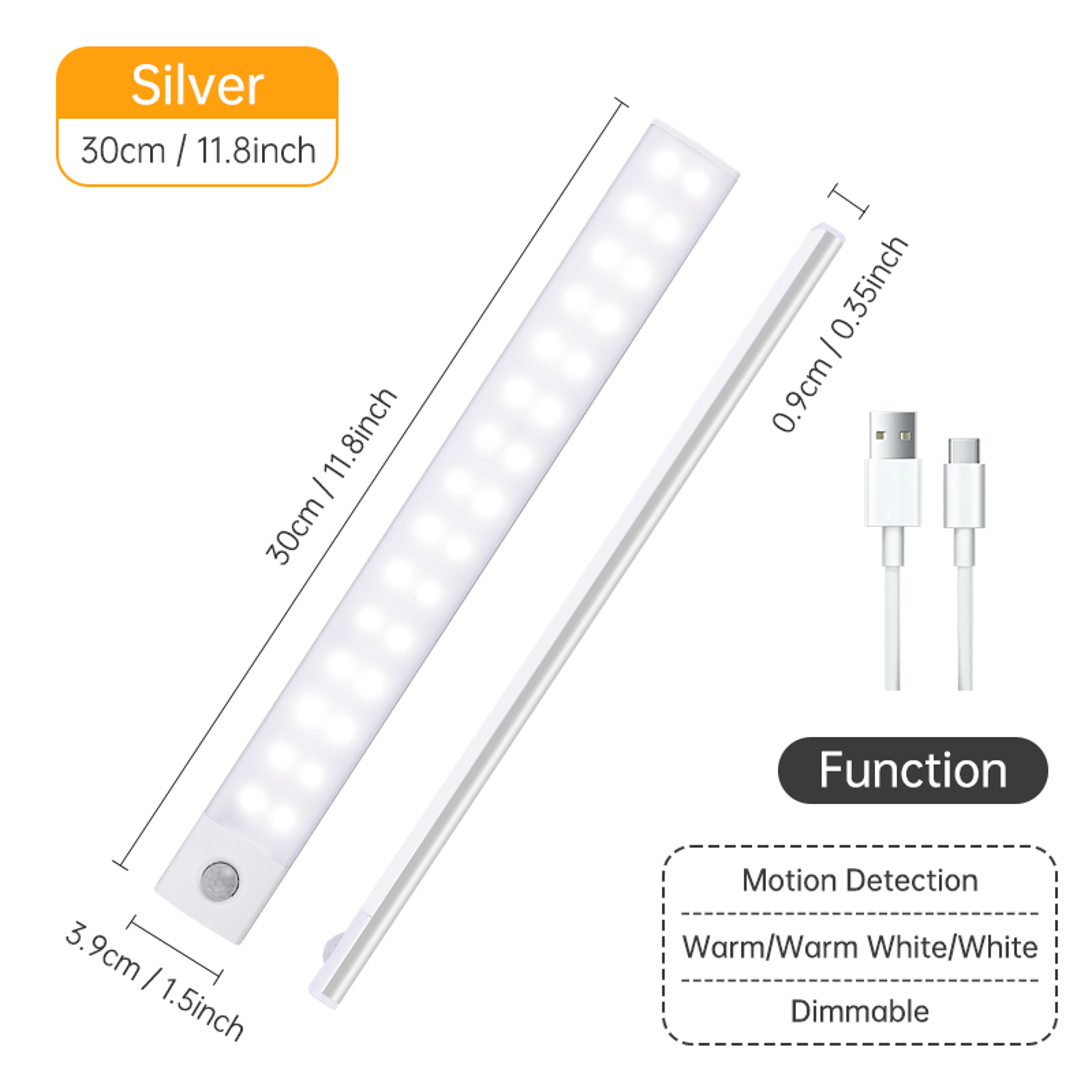 Motion Sensor Light USB Rechargeable LED Cabinet Light For Kitchen Closet  Wardrobe 10