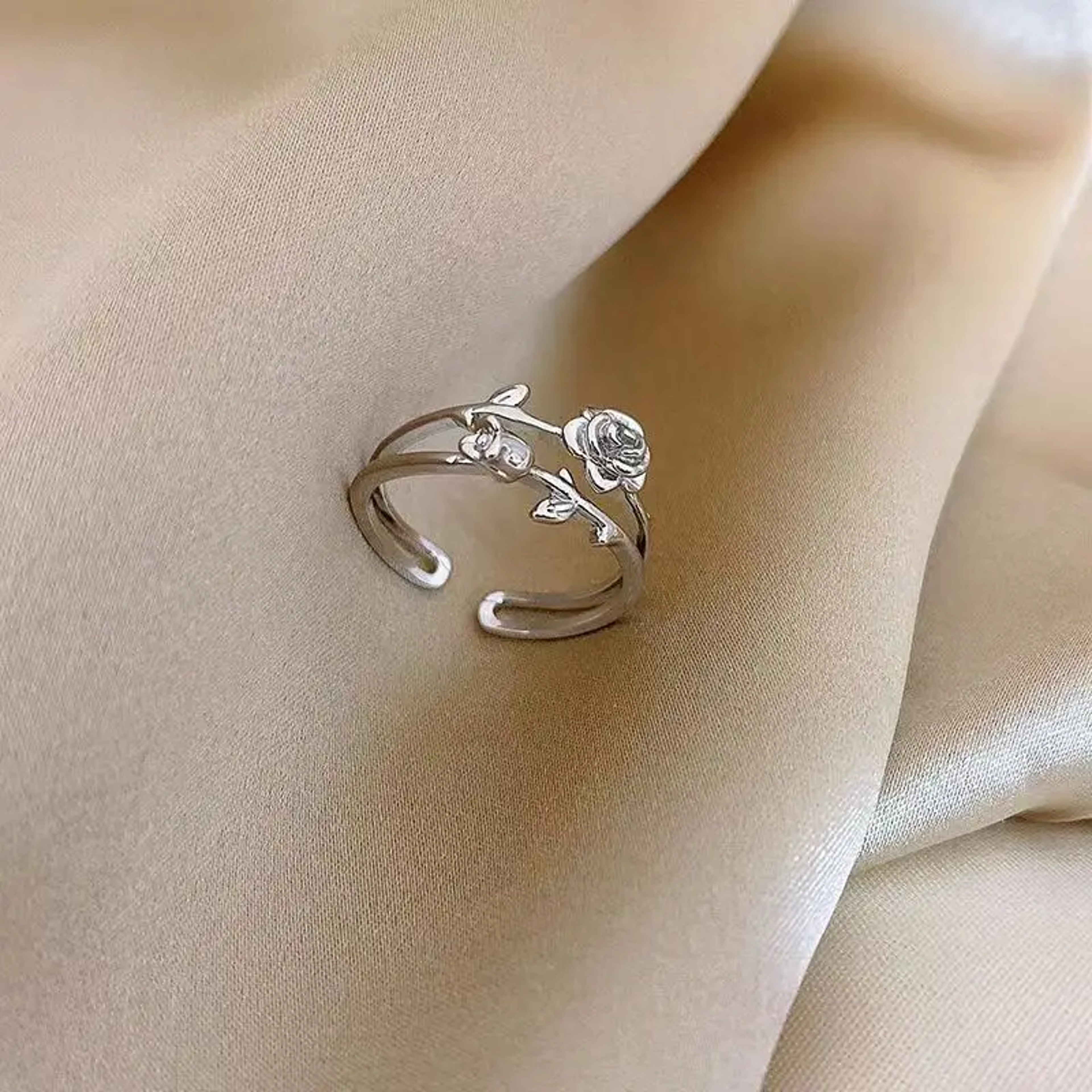 Goth Rose Thorn Stainless Steel Ring Adjustable Couple Ring For Men  Women 7