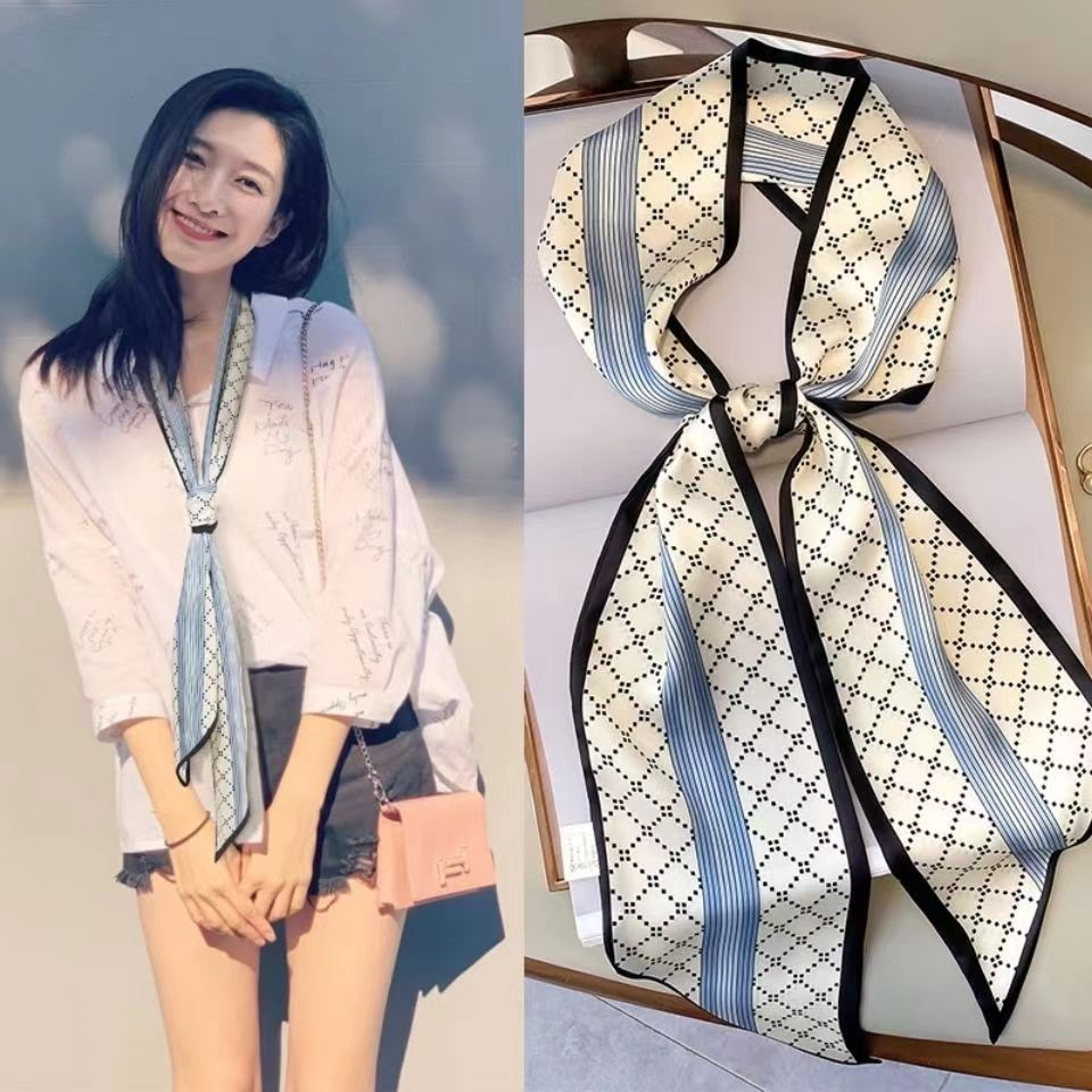 Elegant Skinny Silk Scarf Satin Hair Ribbon Neck Tie Headband Bag Handle Scarf for Women – view 17