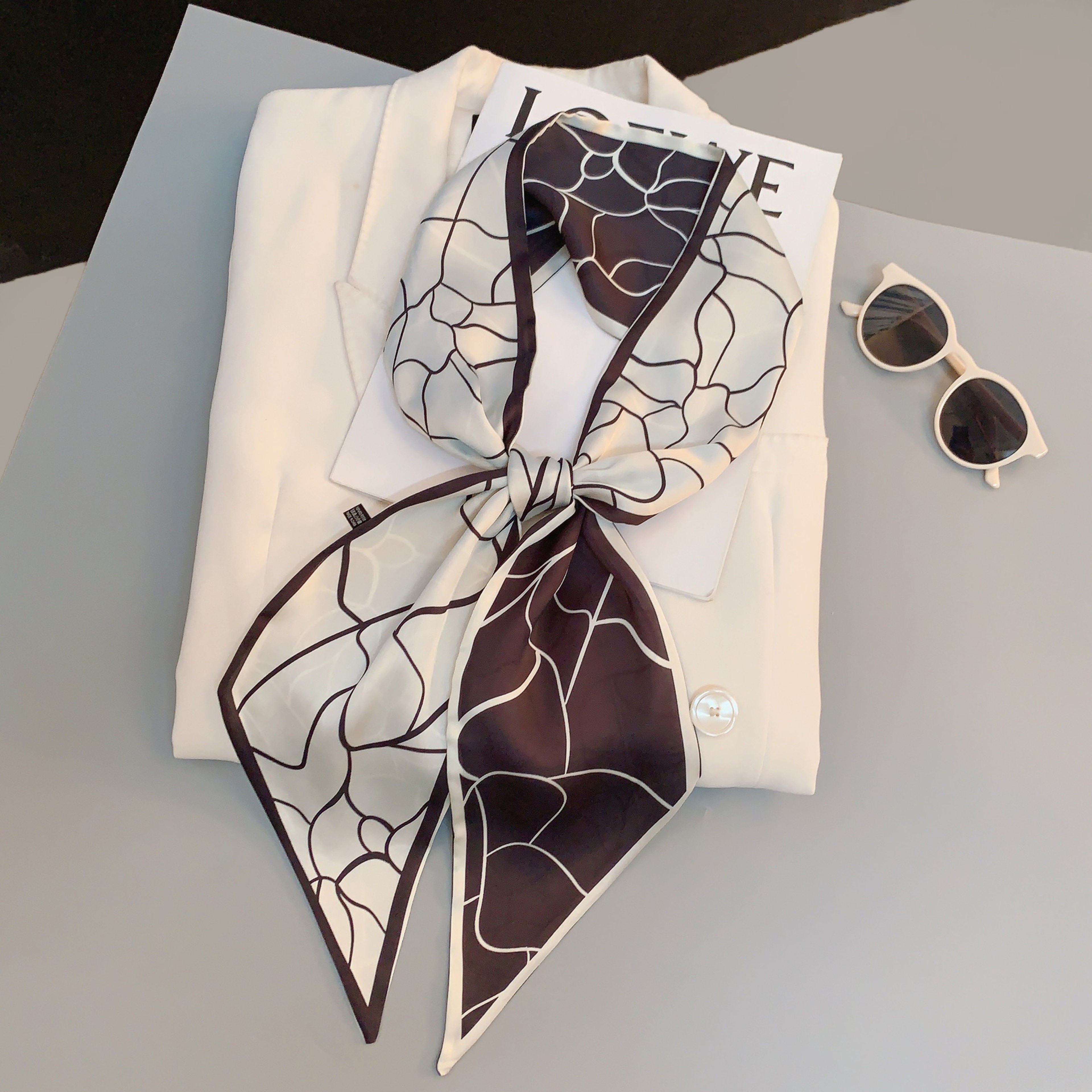 Elegant Skinny Silk Scarf Satin Hair Ribbon Neck Tie Headband Bag Handle Scarf for Women – view 18