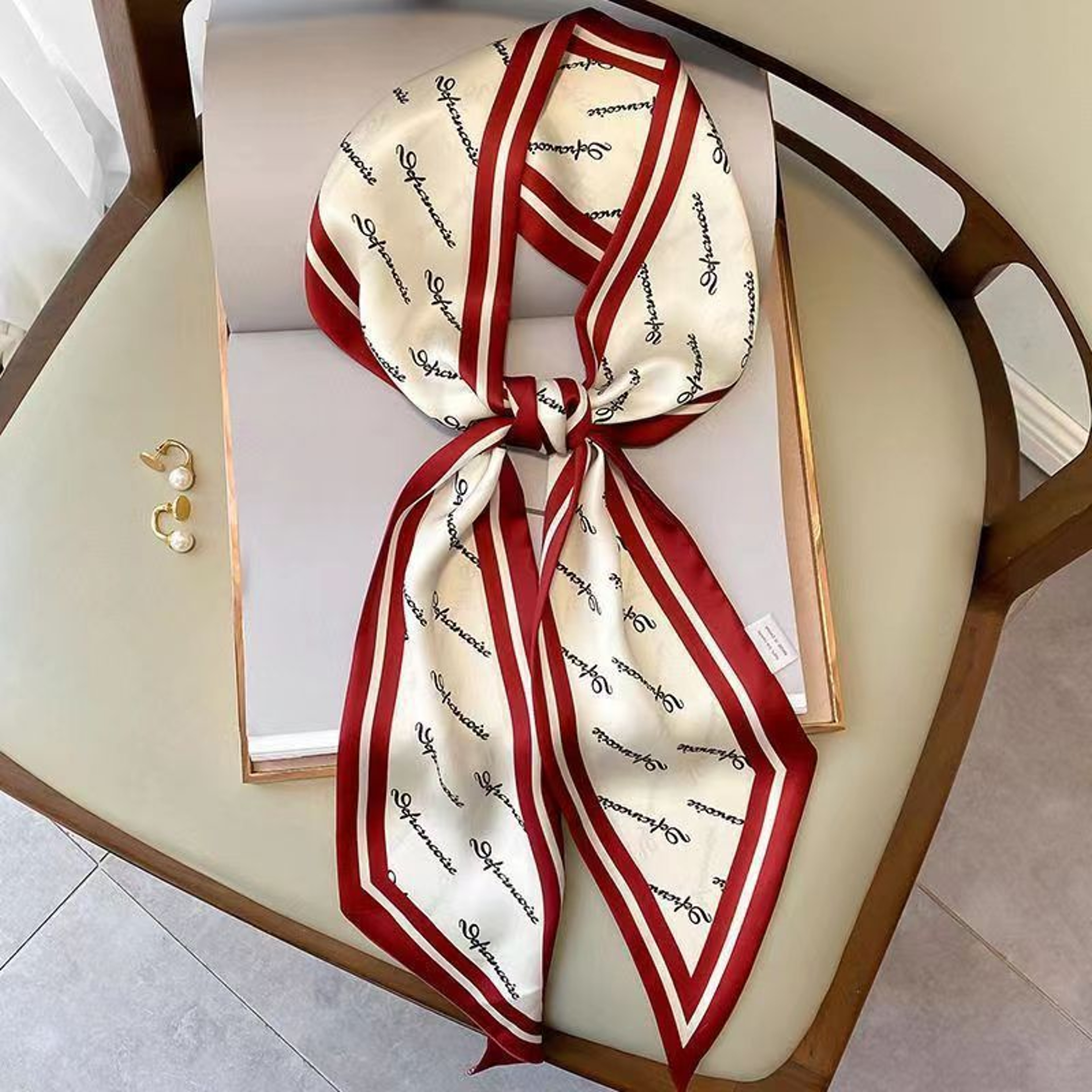 Elegant Skinny Silk Scarf Satin Hair Ribbon Neck Tie Headband Bag Handle Scarf for Women – view 21