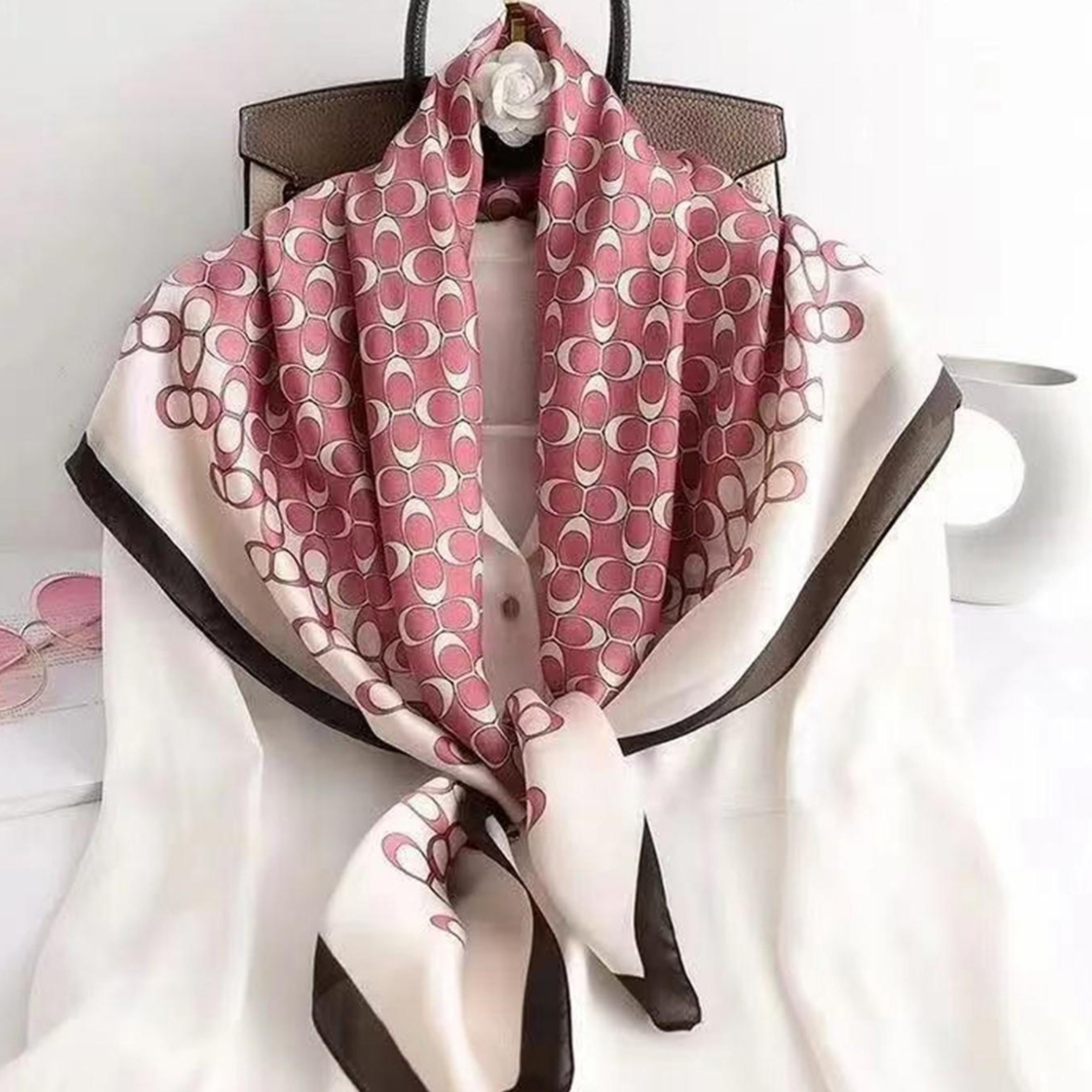 Elegant Silk Scarf Square Scarf For Women Versatile Fashion Head Scarf  Neckerchief 4