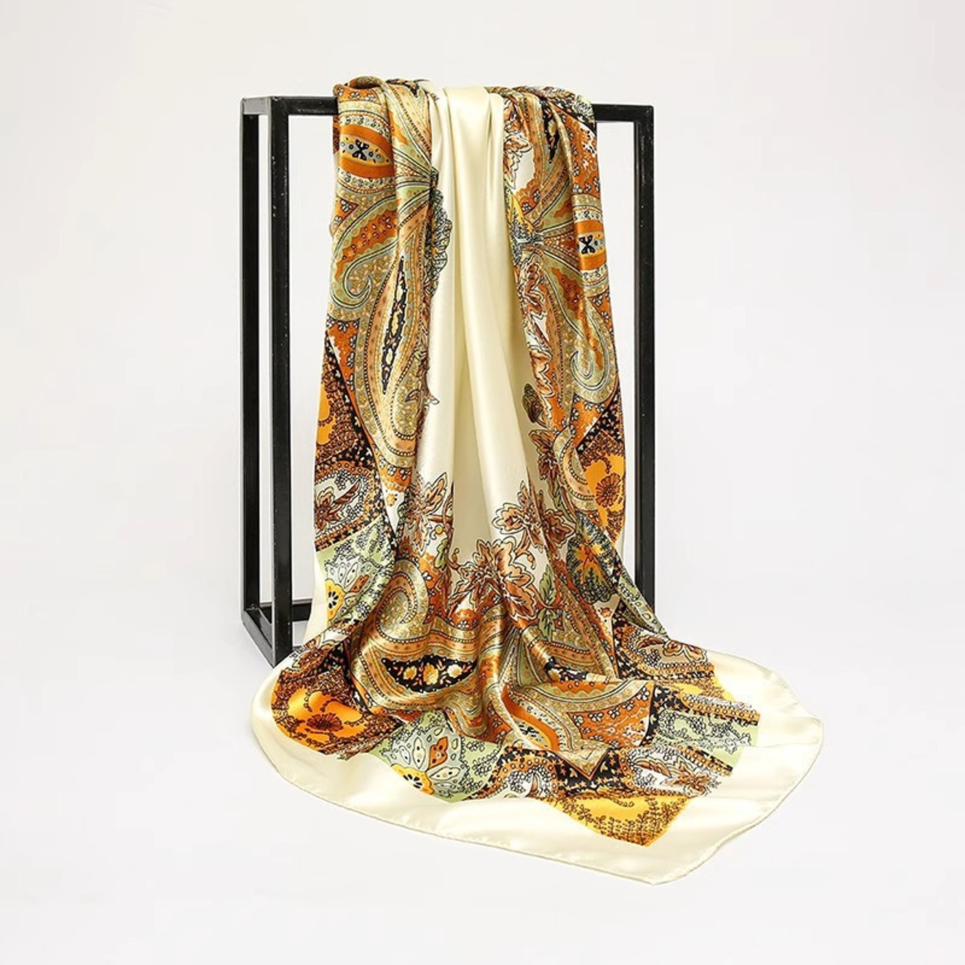 Elegant Silk Scarf For Women Printed Square Silk Scarf For Hair Hijab  Beach Styling 3