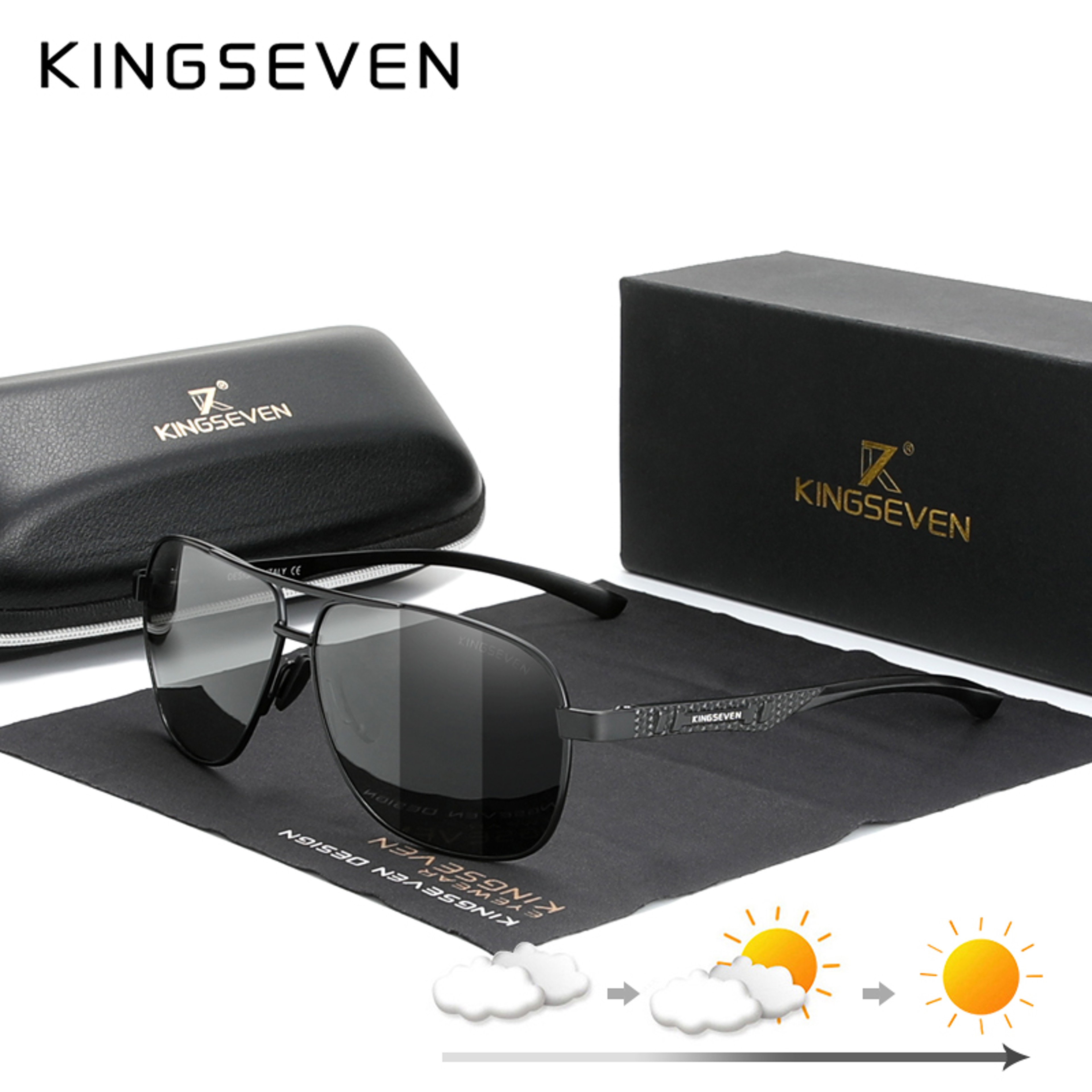 KINGSEVEN Polarized Sunglasses Photochromic Pilot Aluminum Frame Eyewear 3