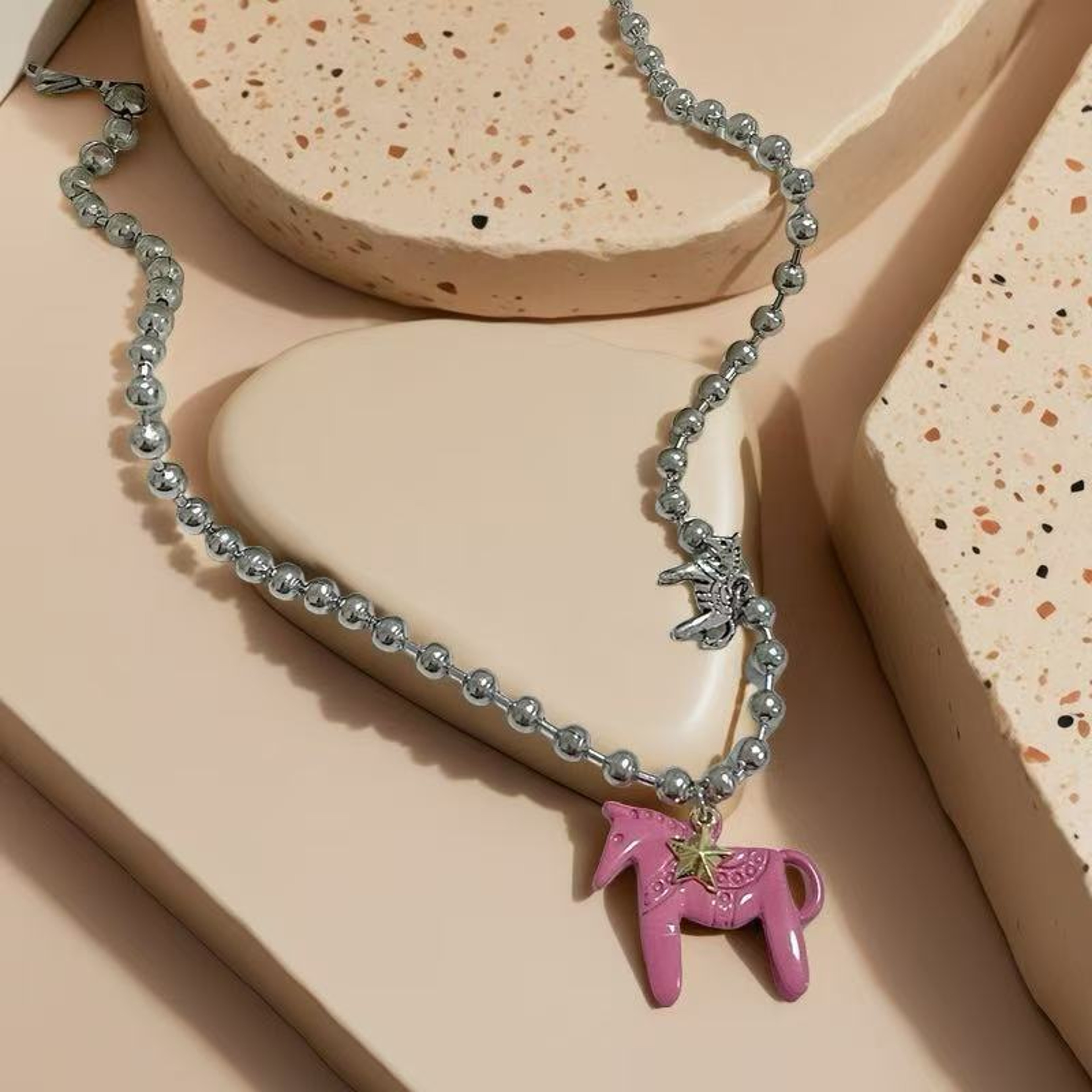 Silver Plated Horse Pendant Necklace For Women Colorful Enamel Horse Necklace Gift 3
