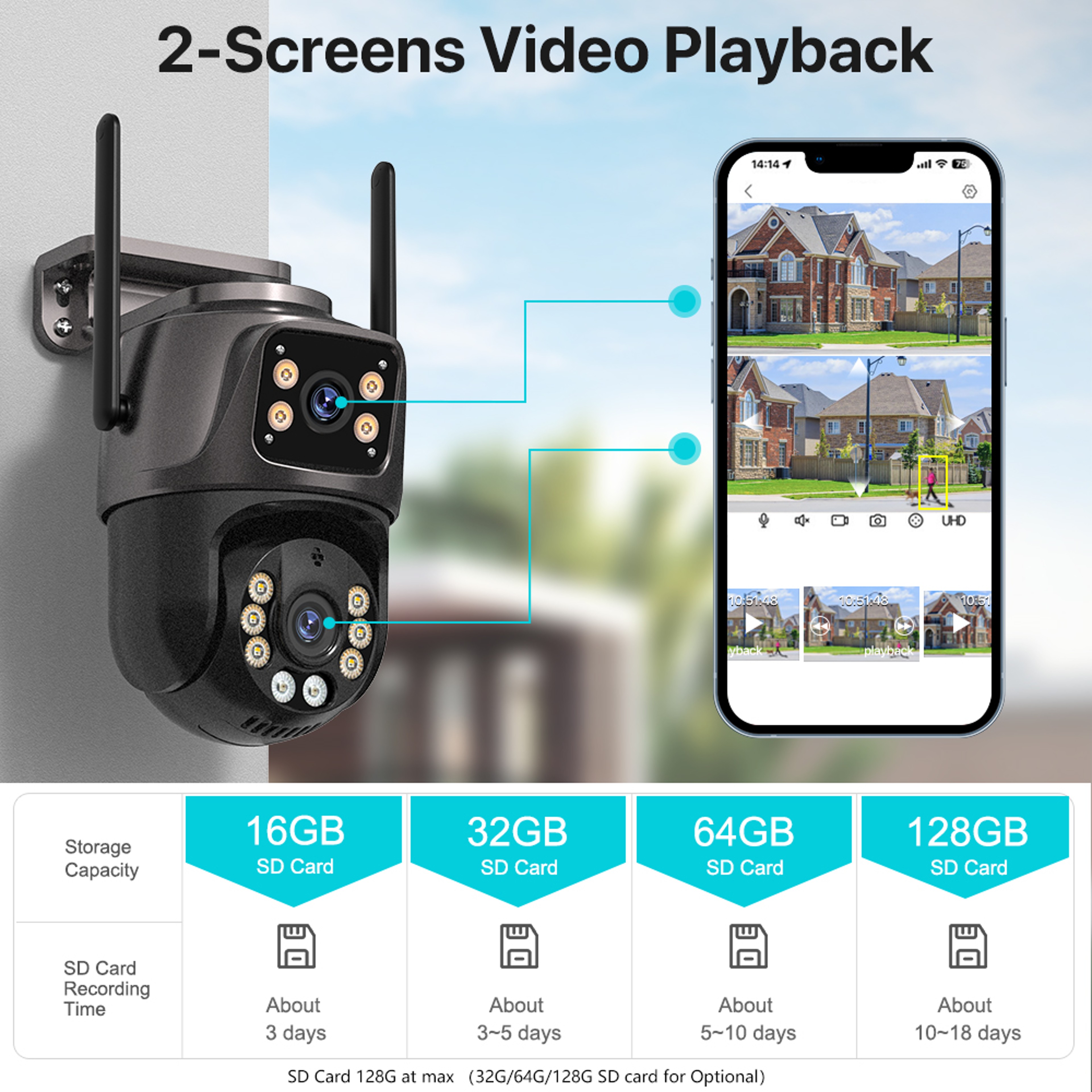 WiFi Security Camera with Dual Lens AI Auto Tracking Outdoor PTZ Surveillance – view 6