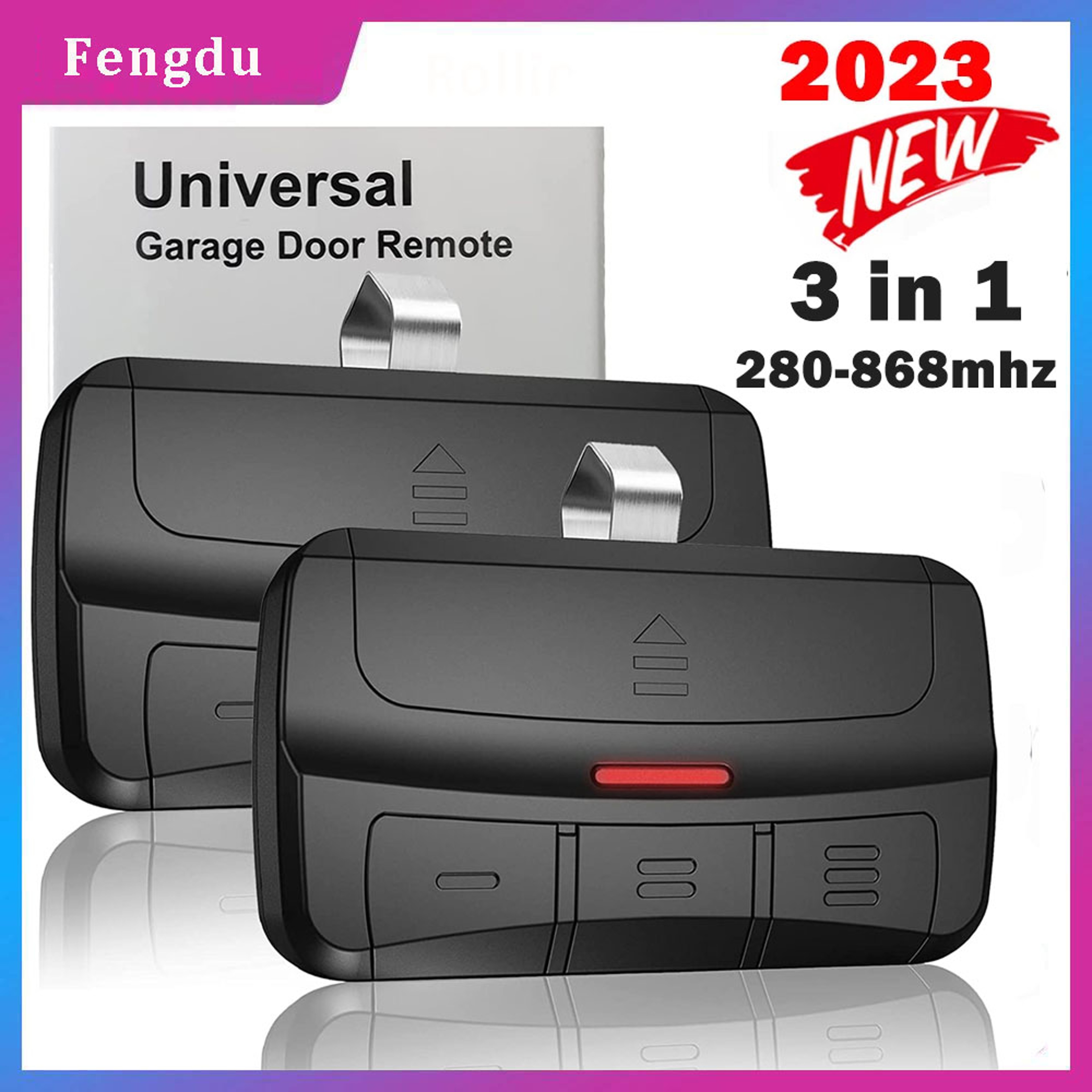 Universal Garage Door Remote Multifrequency Rolling Code Gate Opener With Clip 0