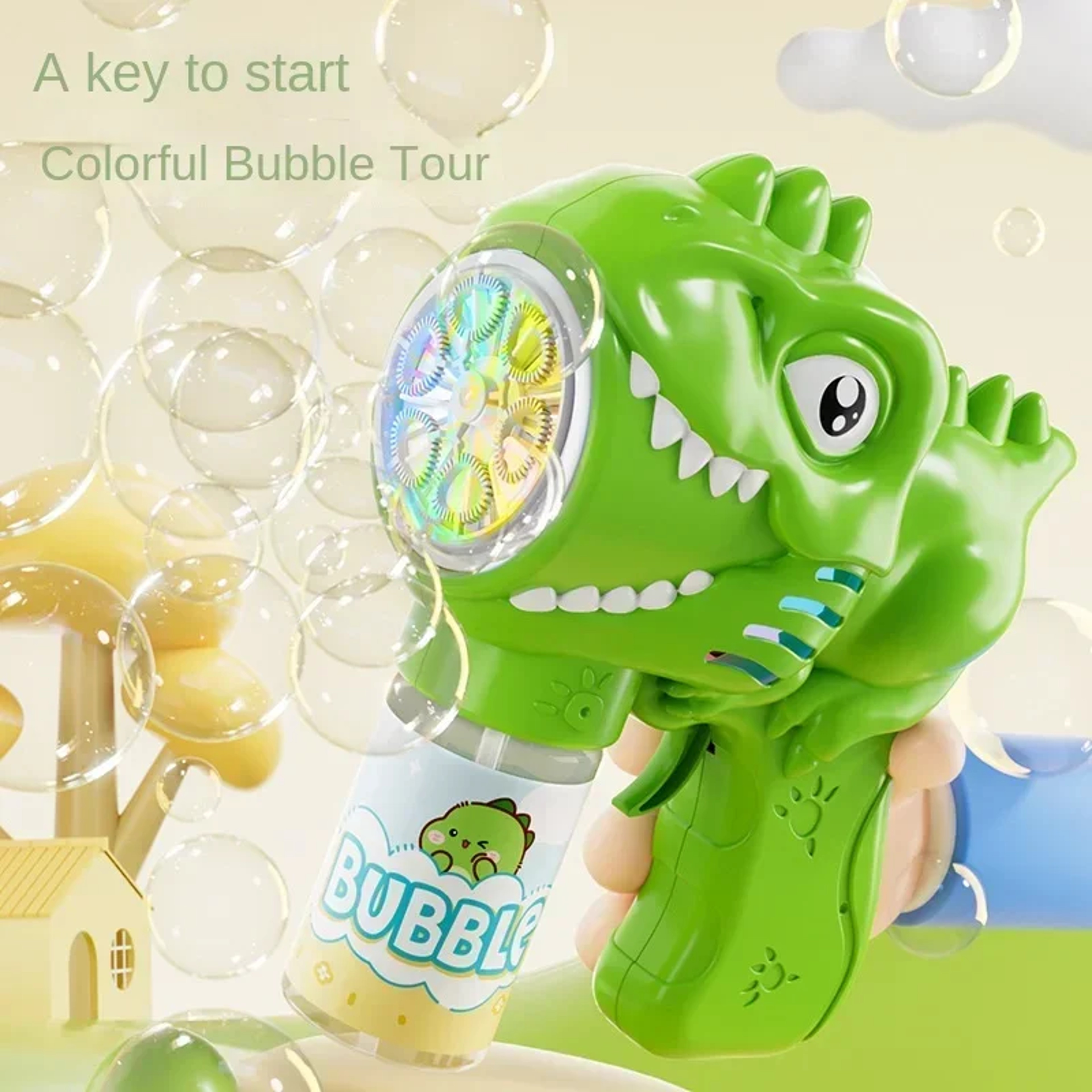 Dinosaur Bubble Machine With Lights Hole Bubble Gun For Kids Automatic Bubble Blower Toy 2