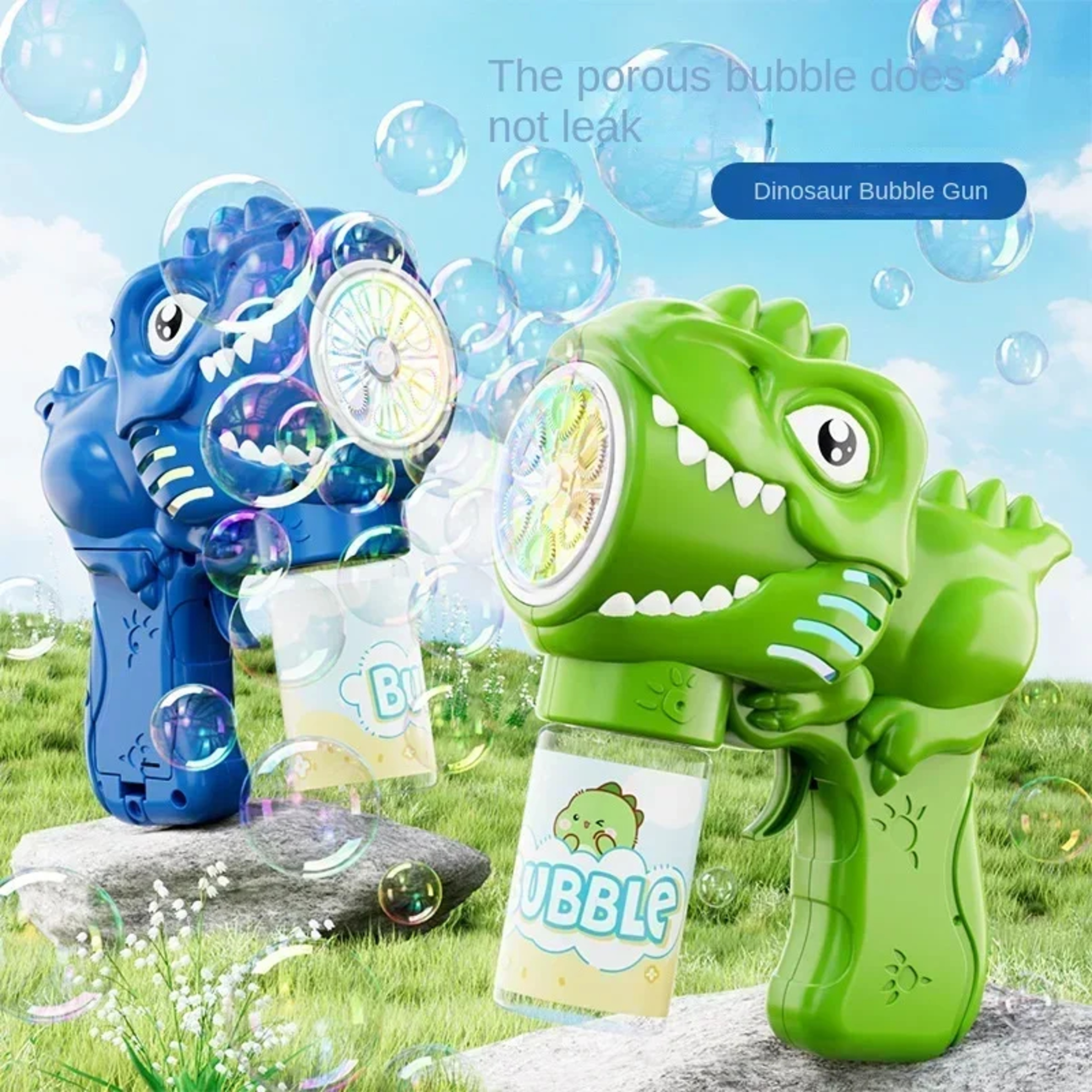 Dinosaur Bubble Machine With Lights Hole Bubble Gun For Kids Automatic Bubble Blower Toy 3