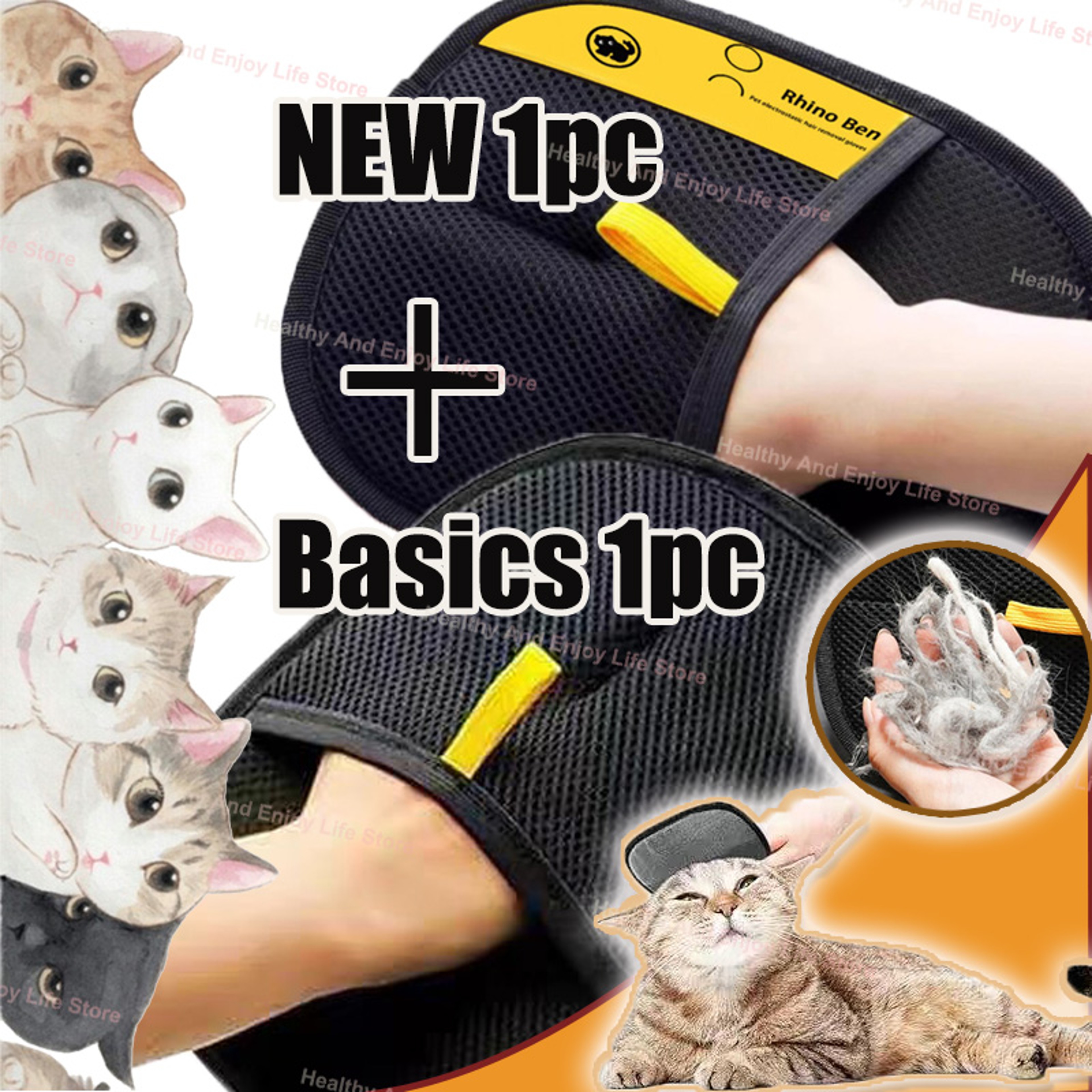 FurEase Pet Hair Remover Glove Double Sided Pet Grooming Glove For Dogs  Cats 5