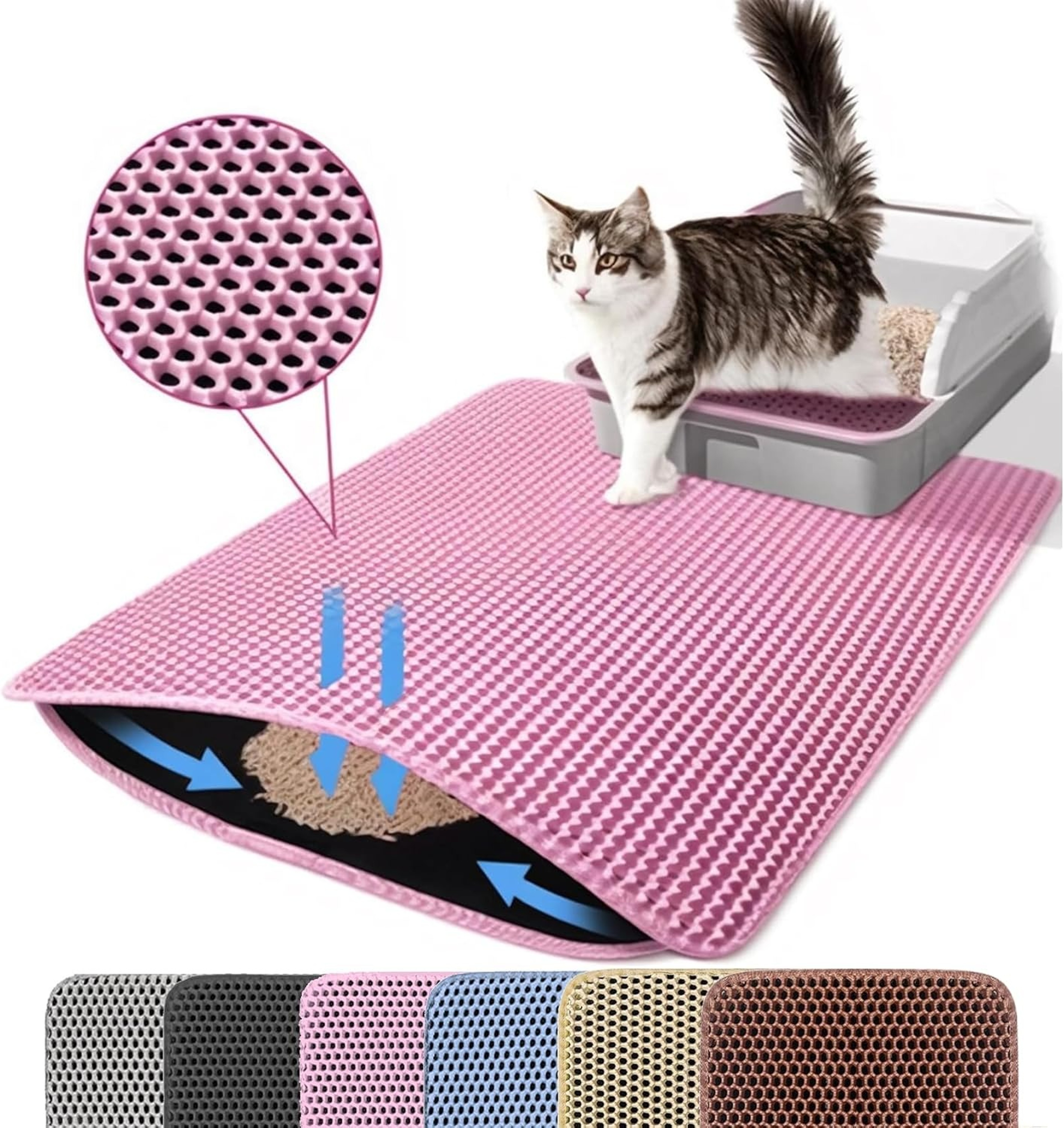 PawClean Cat Litter Mat Double Layer Litter Mat With Waterproof Non Slip Design 0