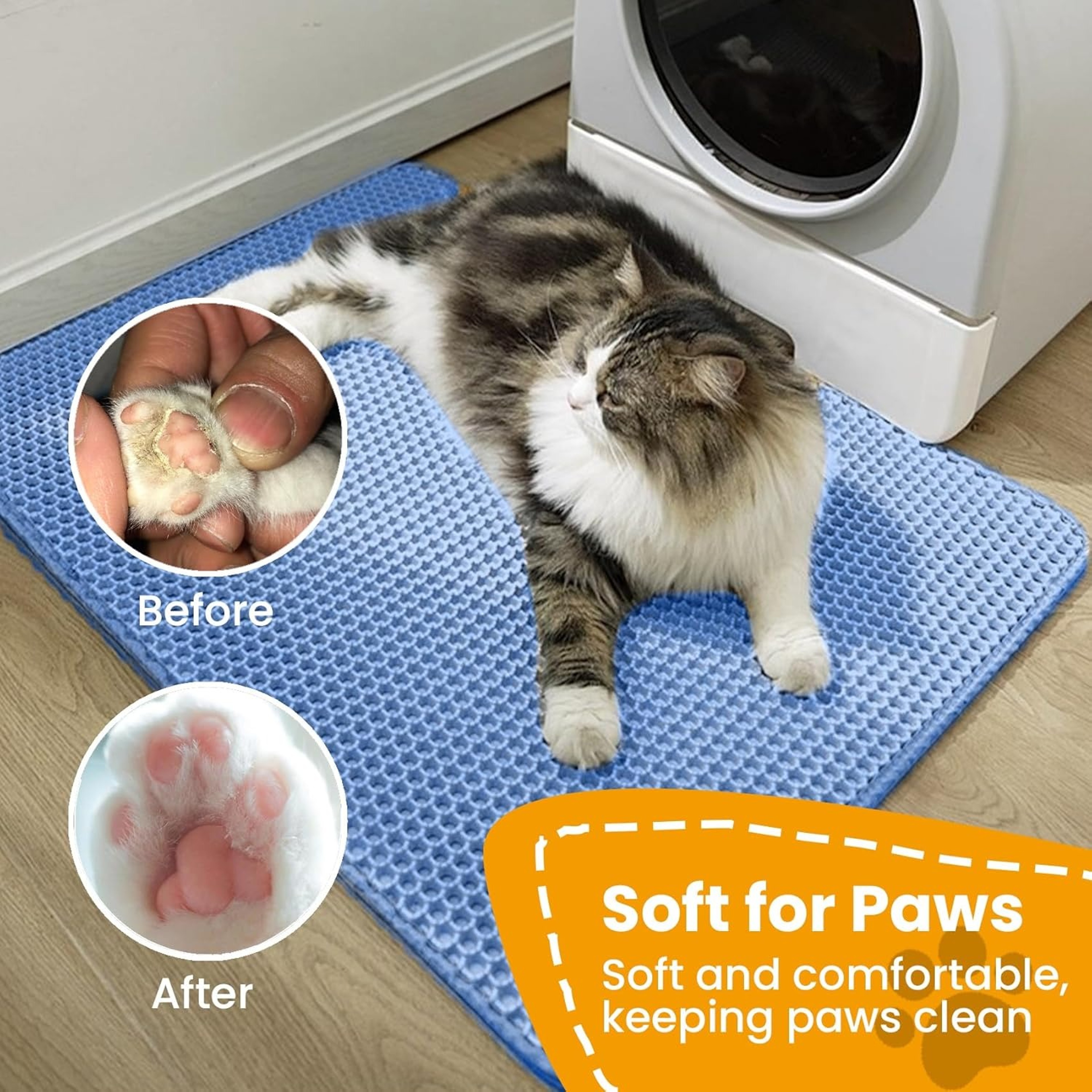 PawClean Cat Litter Mat Double Layer Litter Mat With Waterproof Non Slip Design 3