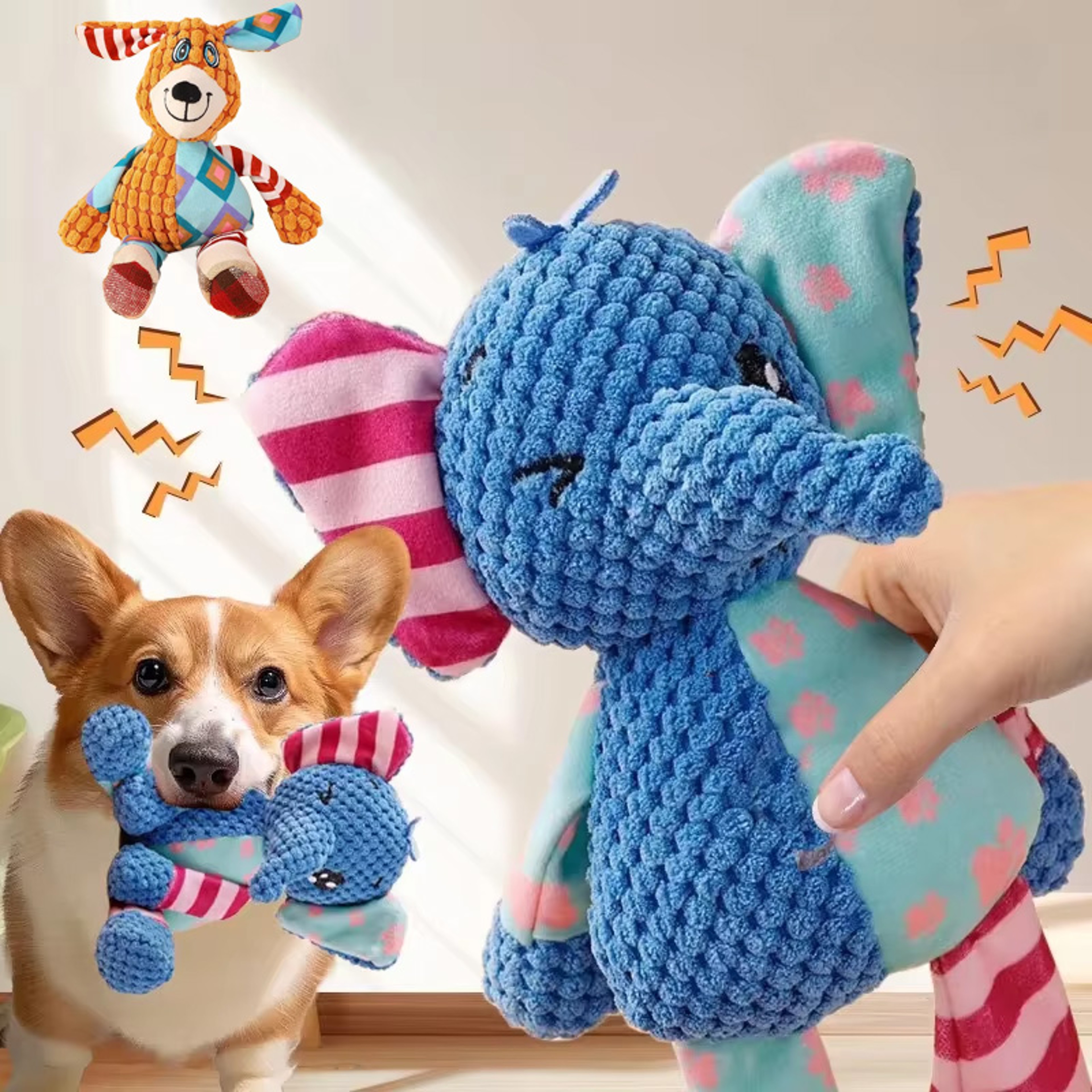 Interactive Dog Chew Toy Plush Squeaky Animal Toy For Teeth Cleaning  Play 0